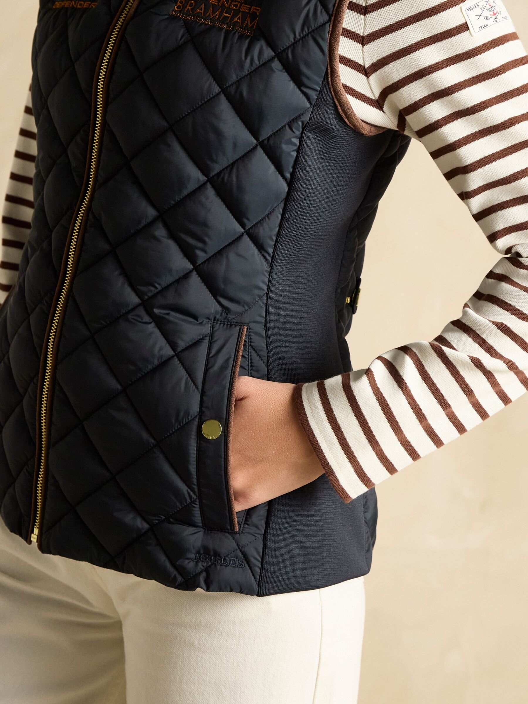 Official Bramham Navy Showerproof Diamond Quilted Gilet