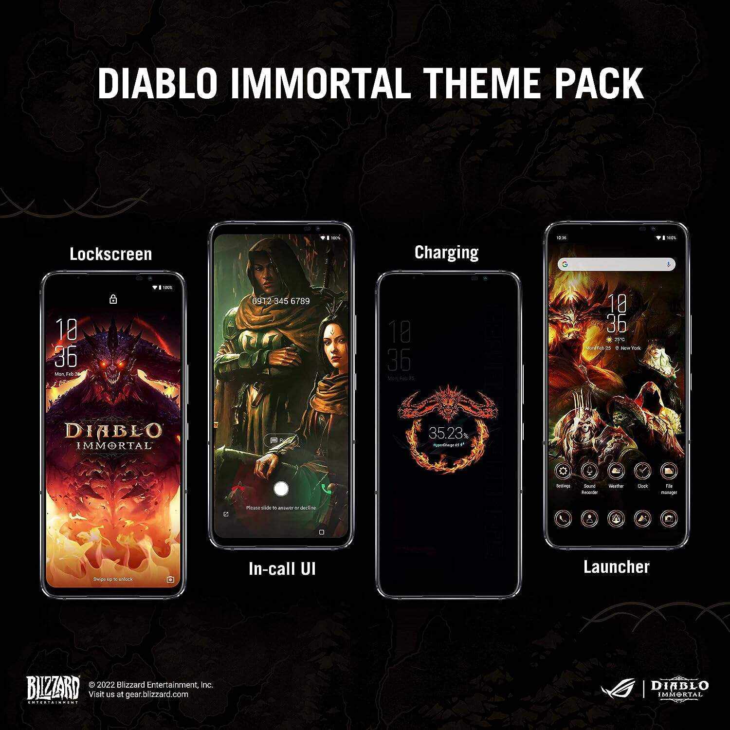 ASUS ROG Phone 6 Diablo Immortal Edition Cell Phone, 6.78” FHD+ 2448x1080 165Hz, 6000mAh Battery, 50MP/13MP/5MP Camera, 12MP Front, 16GB RAM, 512GB Storage, 5G LTE Unlocked Dual SIM, AI2201-16G512G-DB