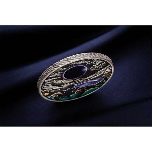 Ningaloo Eclipse 2023 2oz Silver Antiqued Coloured Coin