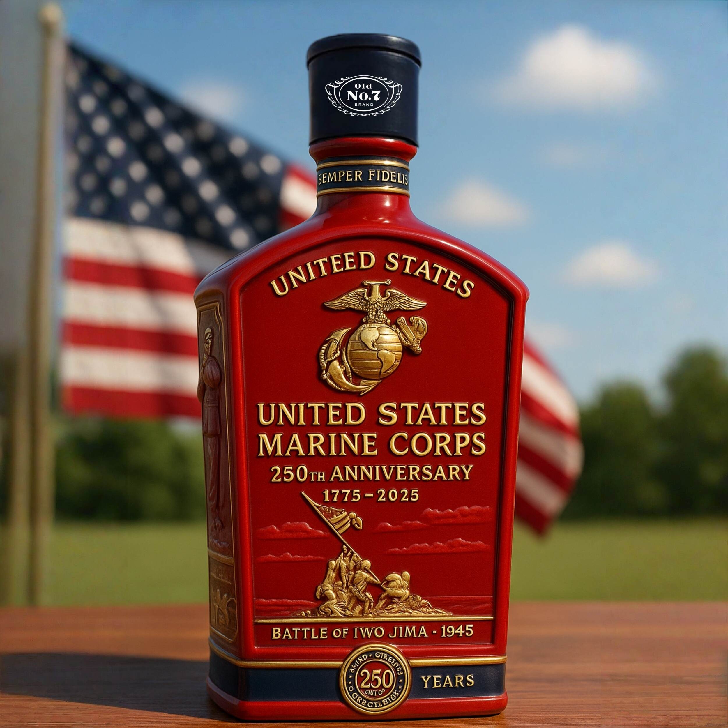 U.S. Marine Corps 250th Anniversary Whiskey Bottle