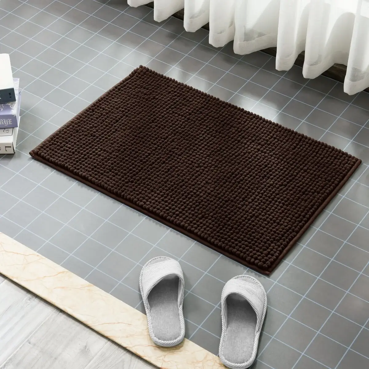 Subrtex Luxury Chenille Bath Rugs Soft Bathroom Mats
