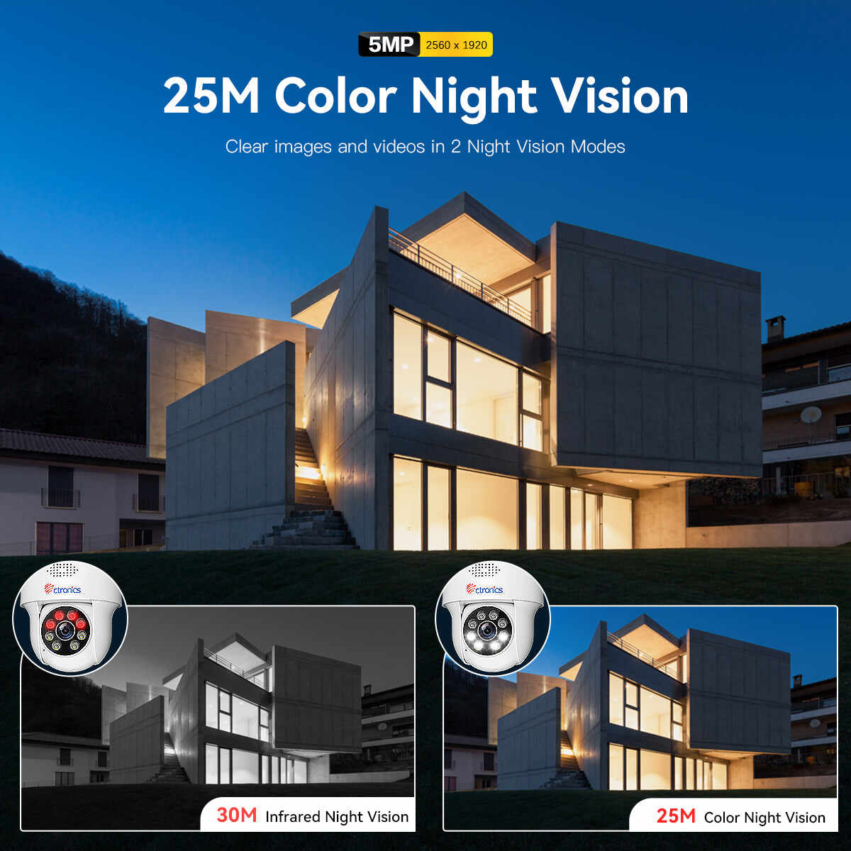 【2nd item $19.99】5MP PTZ Outdoor Surveillance Camera 2.4/5 GHz WiFi IP Dome Camera Human Detection Auto Tracking