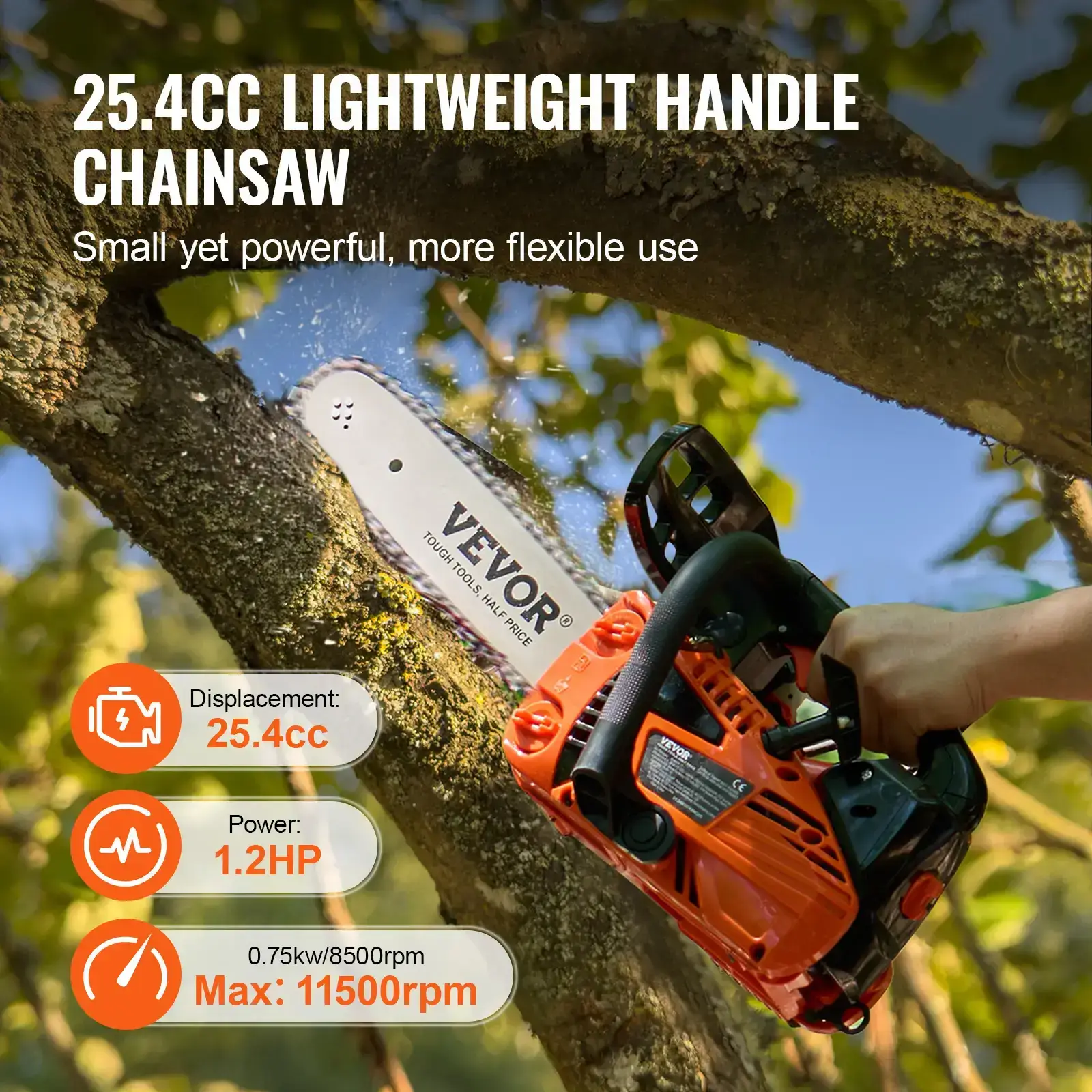 Gas Chainsaw, Various specifications, Gasoline Powered Chain Saw, Handheld Cordless Petrol Chainsaws for Tree Wood Branch Cutting, Tree Trimming, Land Clearing, Farm Garden Ranch Forest Cutting Use