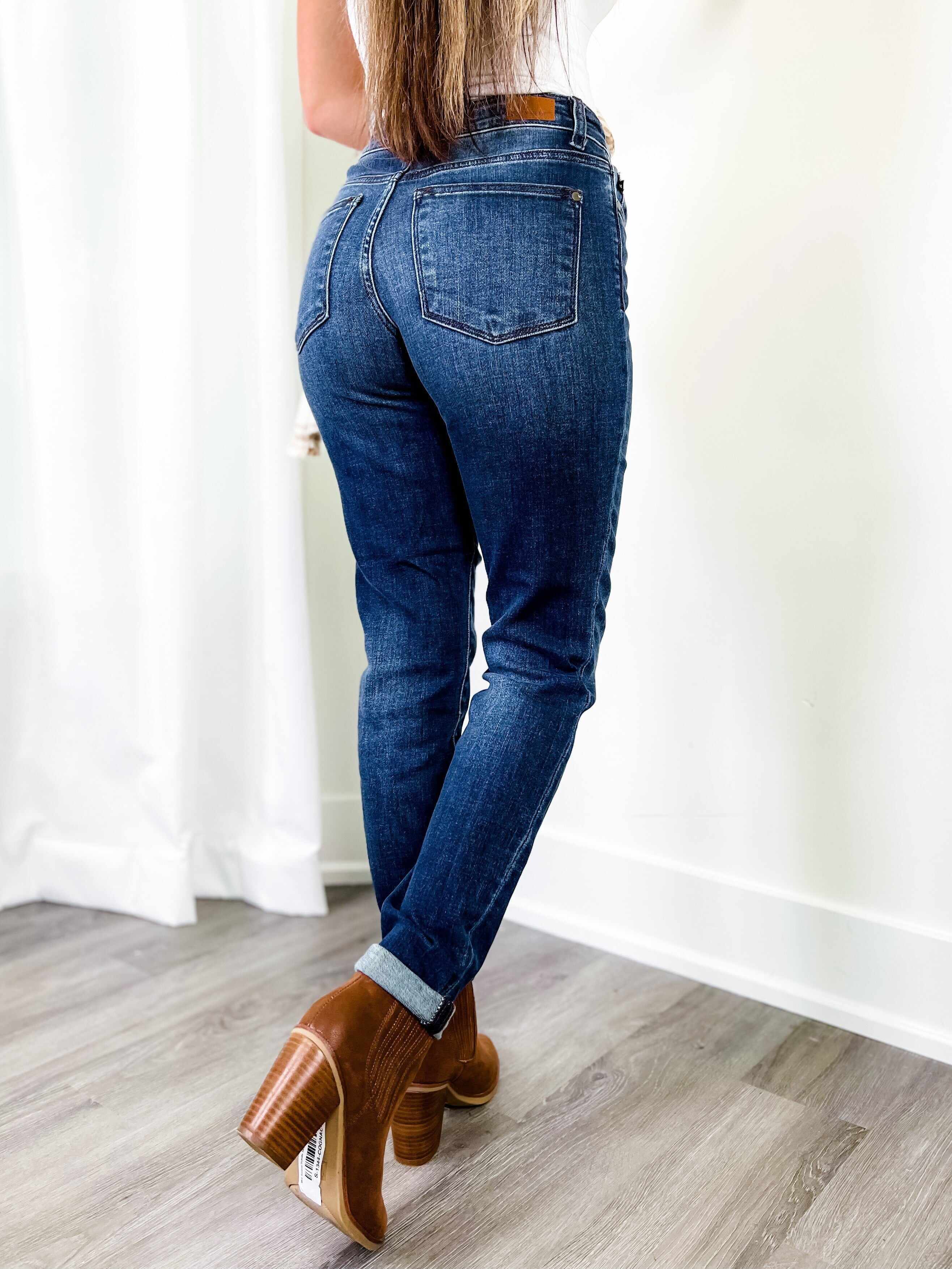 🔥Hot Sales Love Story Dark Wash Cuffed Slim Fit