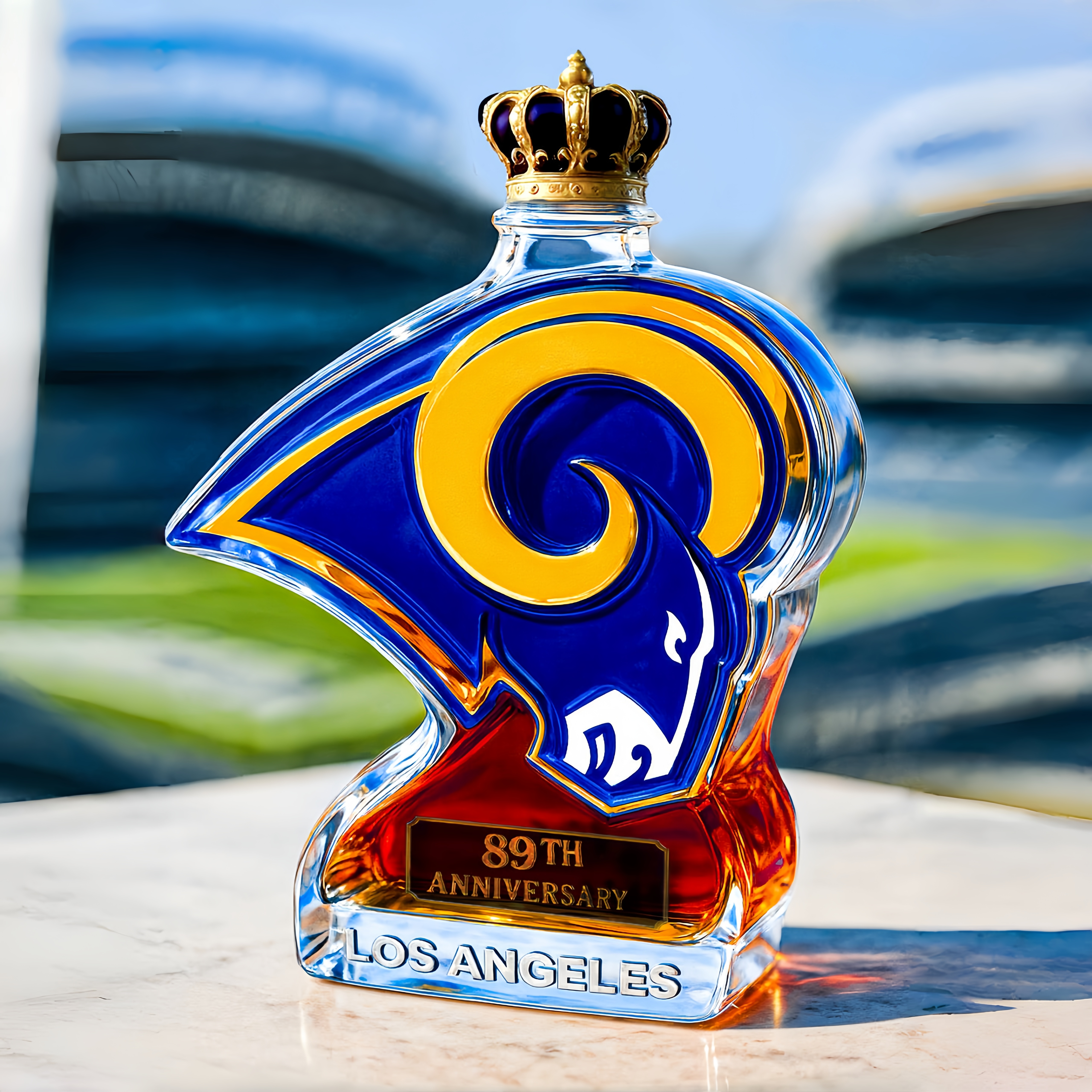 Los Angeles Rams 89th Anniversary Whiskey Bottle