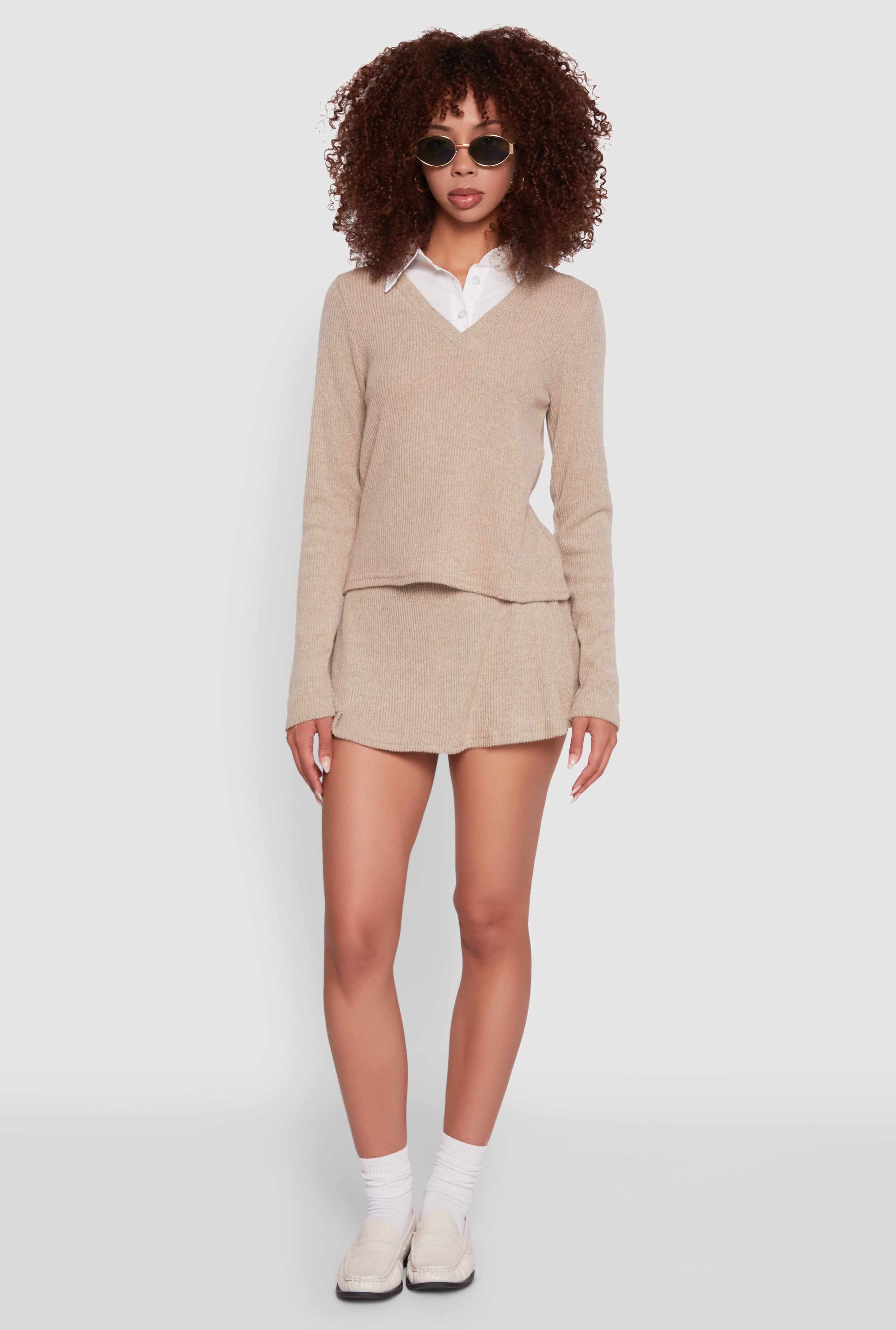 Brushed Rib Knit Skort