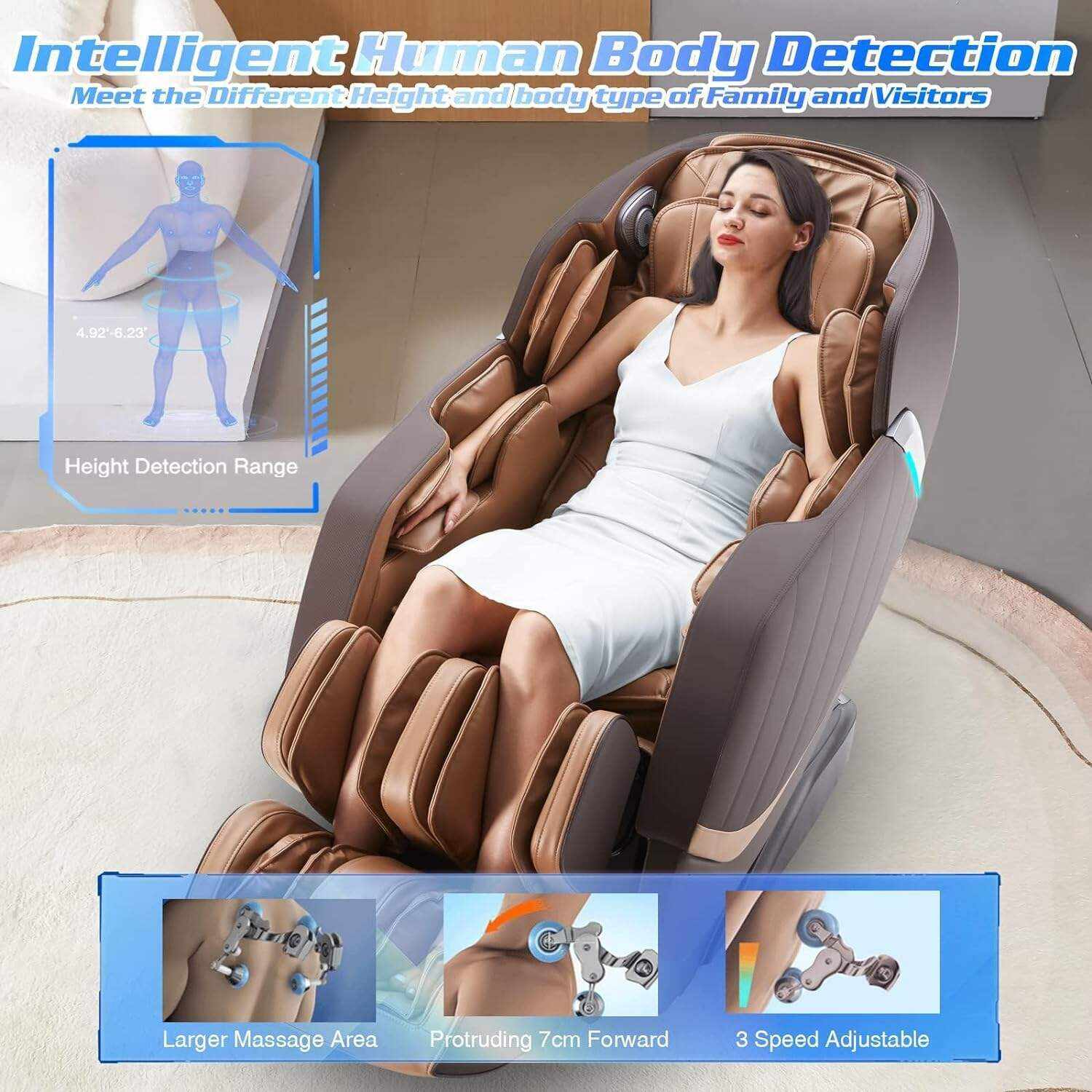 HealthRelife Massage Chair Zero Gravity, Full Body Recliner with Heat Air Pressure SL Track 24 Airbags, Shiatsu Foot Roller Massage Thai-Stretch Bluetooth Speaker, Black&Grey