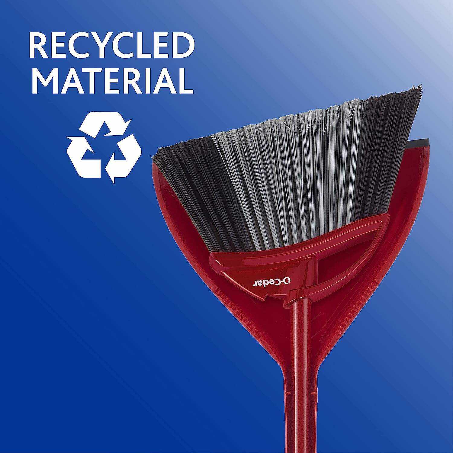 O-Cedar Pet Pro Broom & Step-On Dustpan PowerCorner, Red