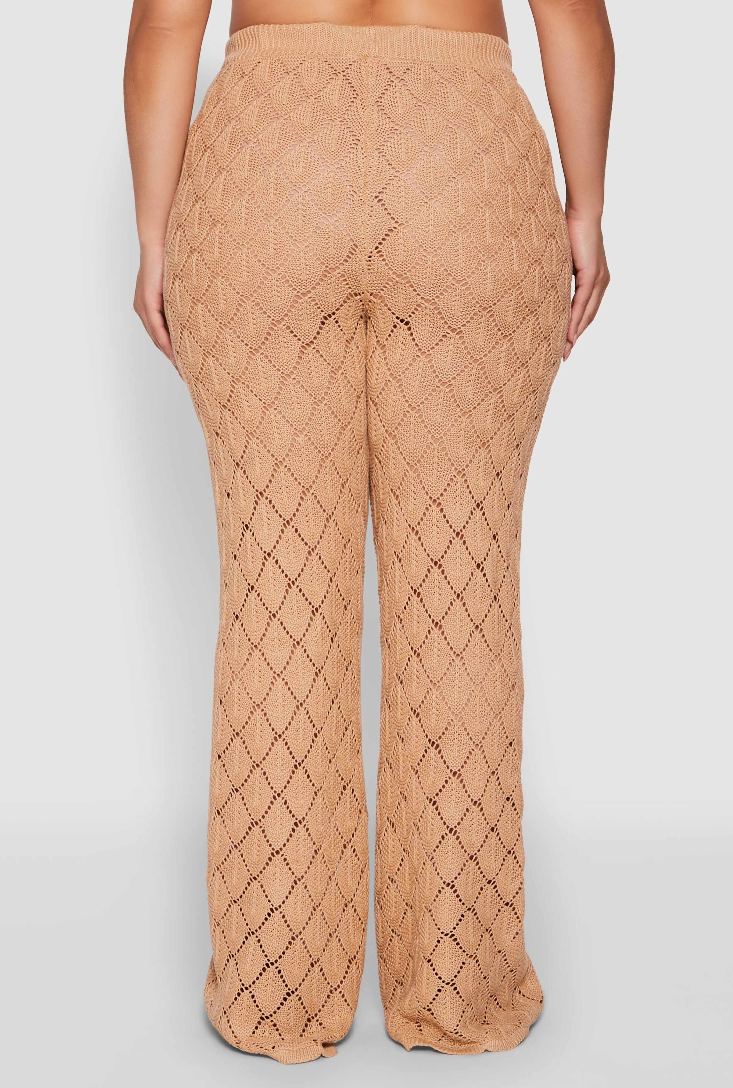 Plus Size Crochet Diamond Knit Pants