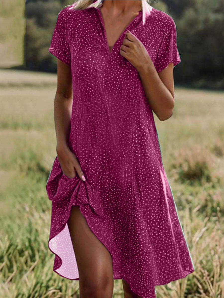 🔥Summer Arrivals🌟Women's Polka-dot Art Print Casual Loose Elegant V-neck Dress