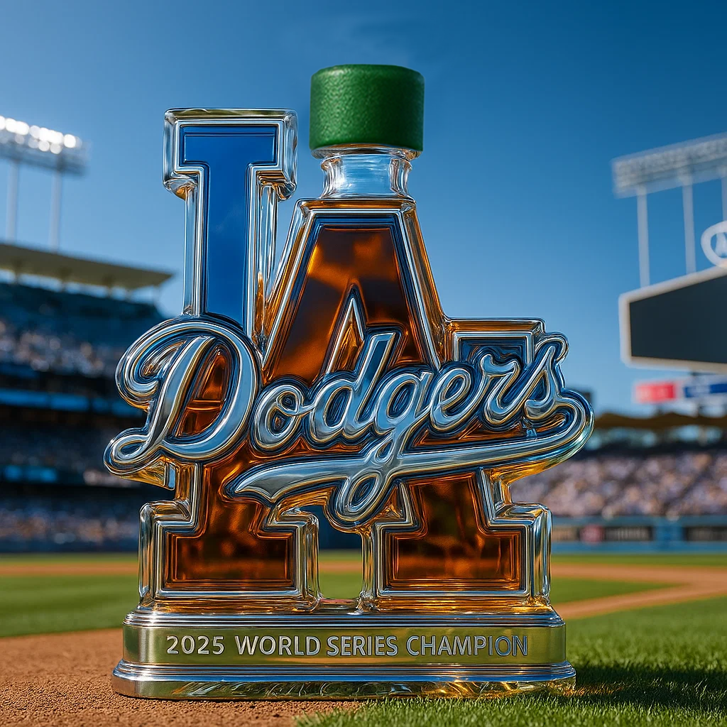 Los Dodgers 2025 World Series Champions Whiskey Bottle
