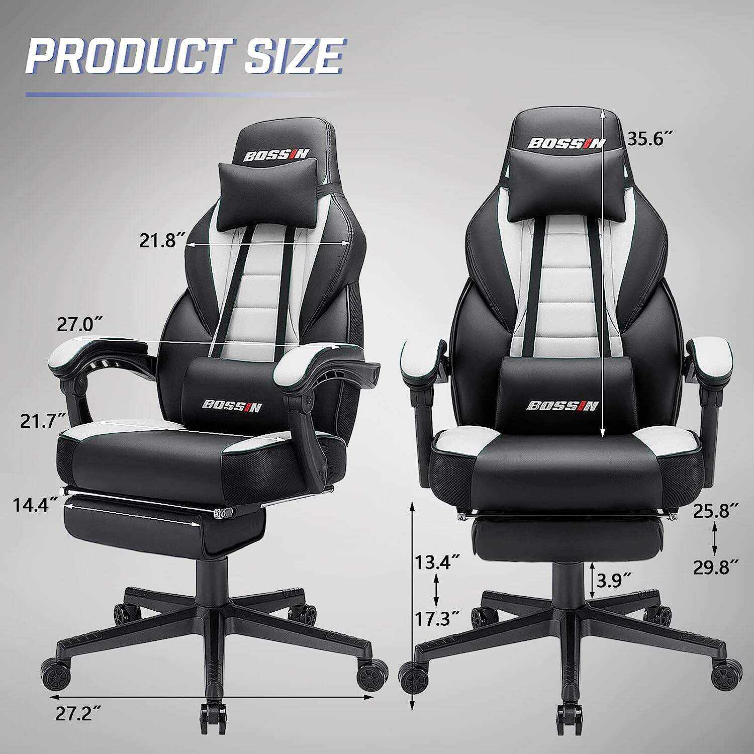 LEMBERI Video Game Chairs with footrest,Gamer Chair for Adults,Big and Tall Gaming Chair 400lb Capacity,Gaming Chairs for Teens,Racing Style Gaming Computer Chair with Headrest and Lumbar Support