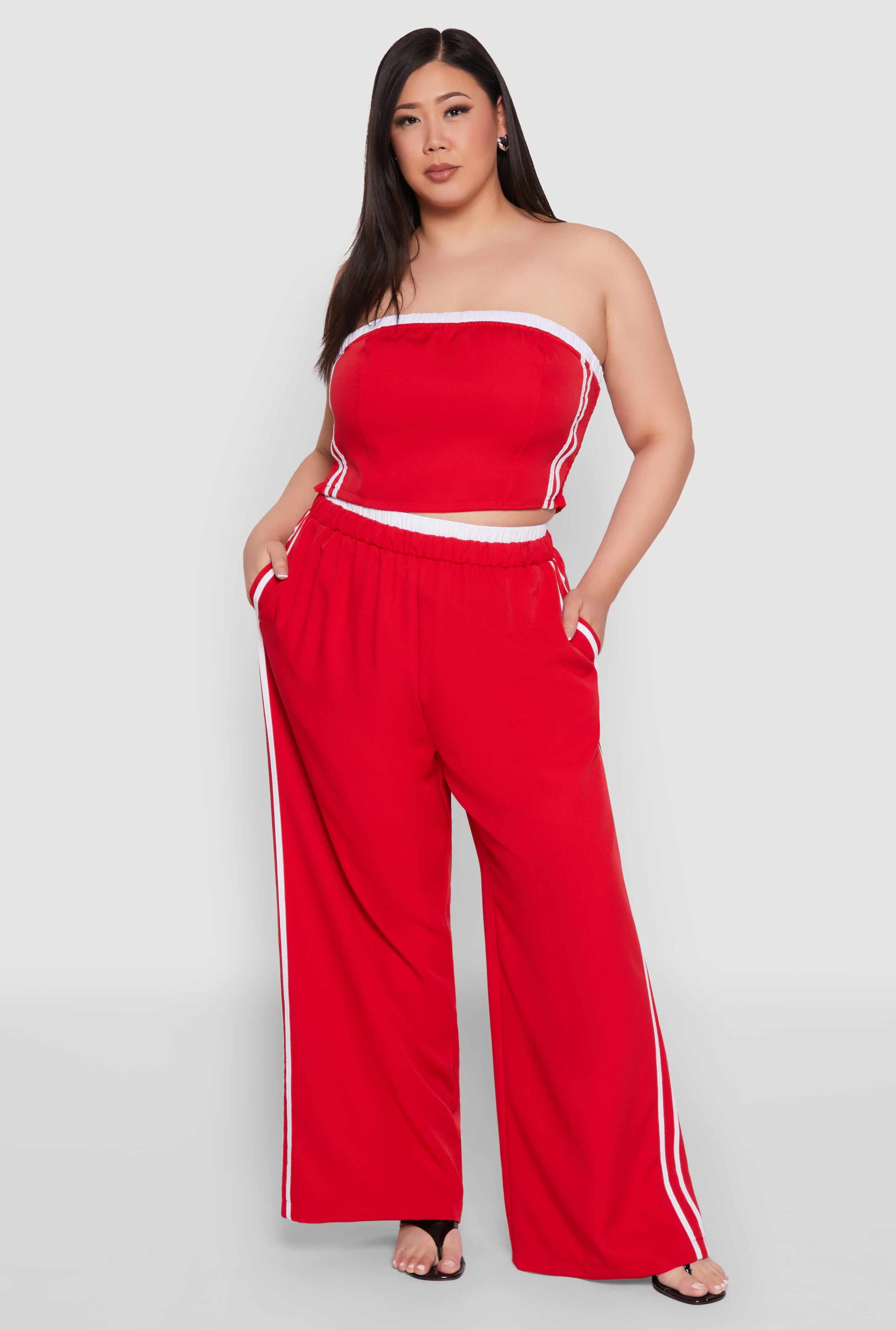 Plus Size Varsity Stripe Tube Top