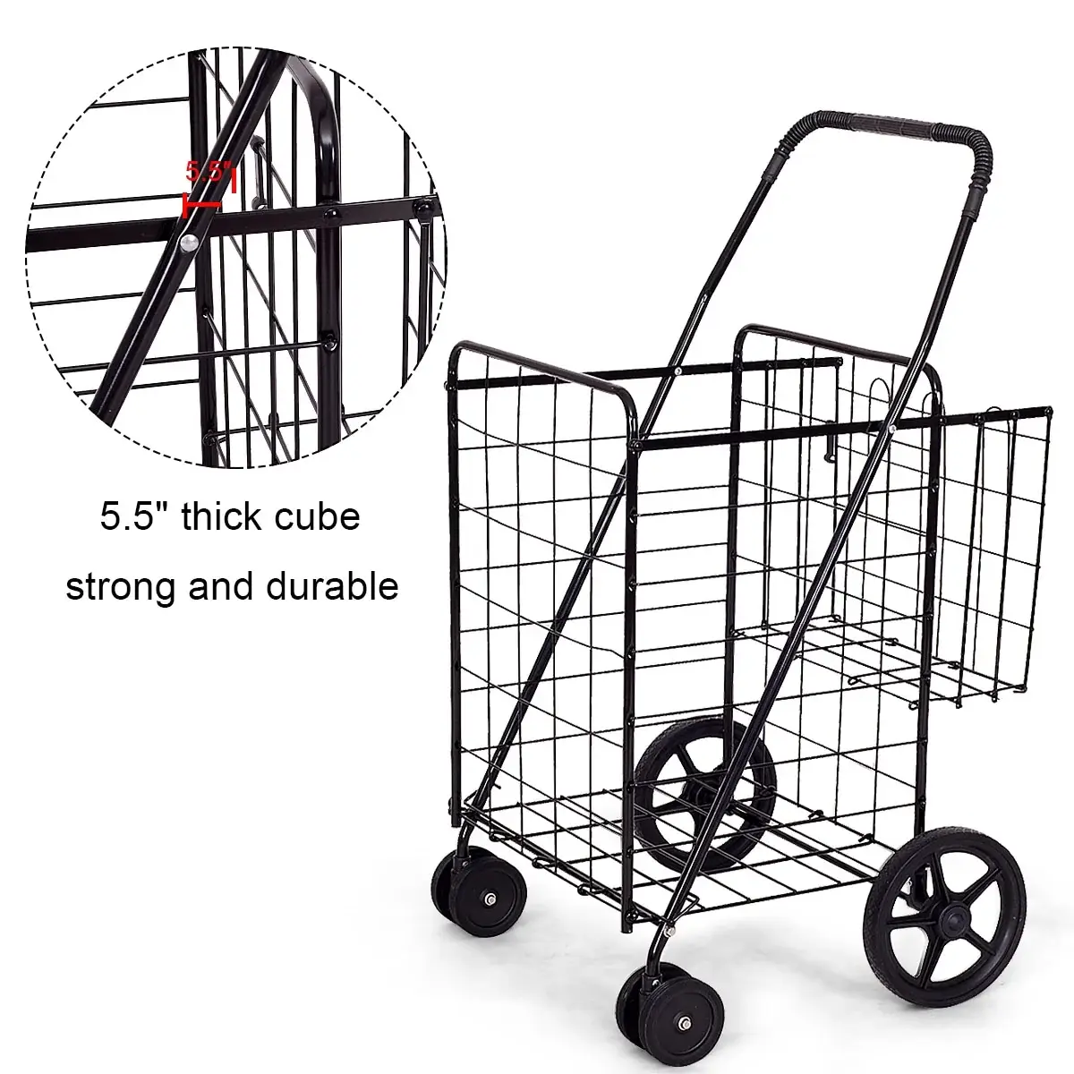Utility Folding Easy-storage Shopping Cart with Swivel Wheels
