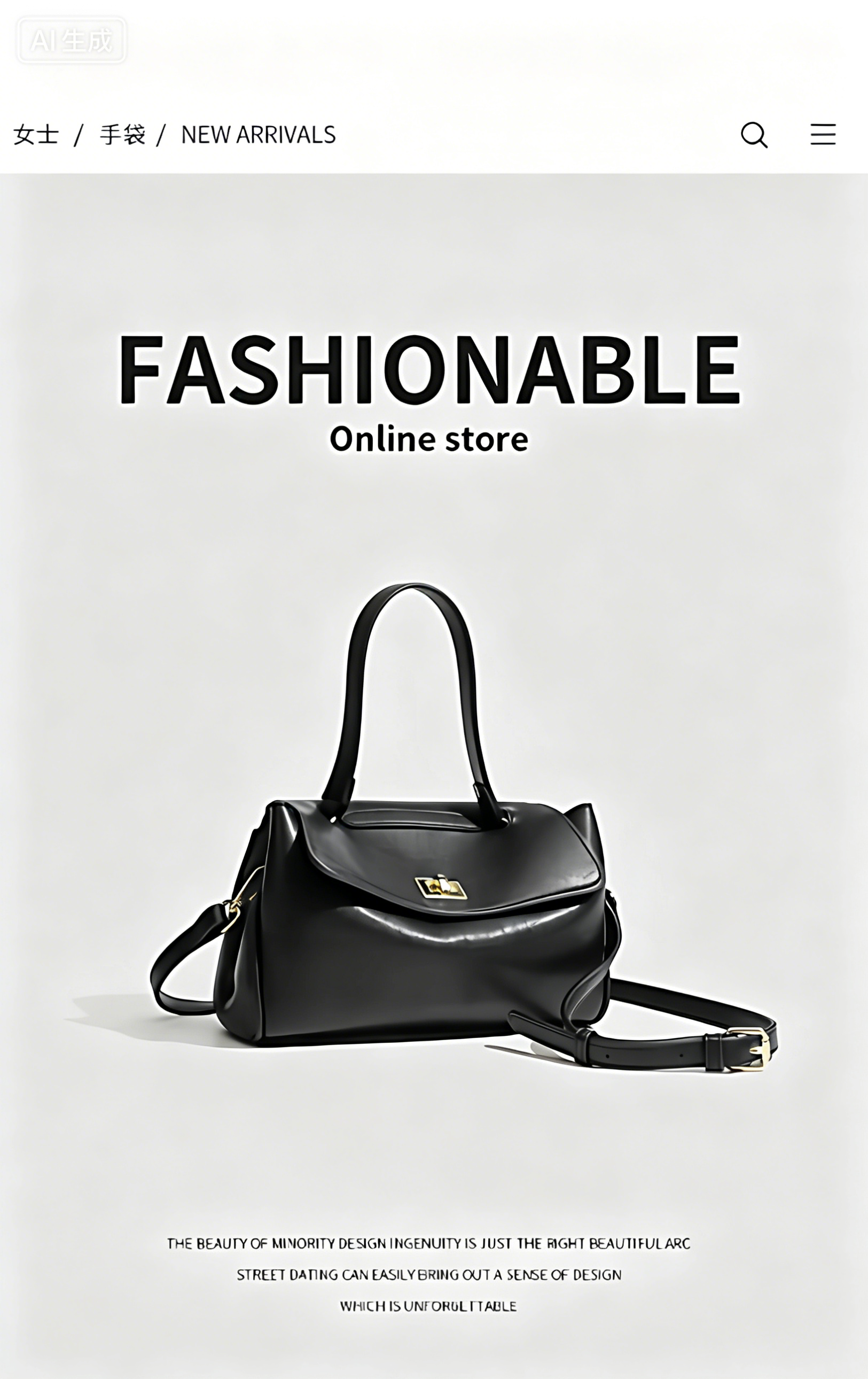 Fashionable women handbag with cowhide leather