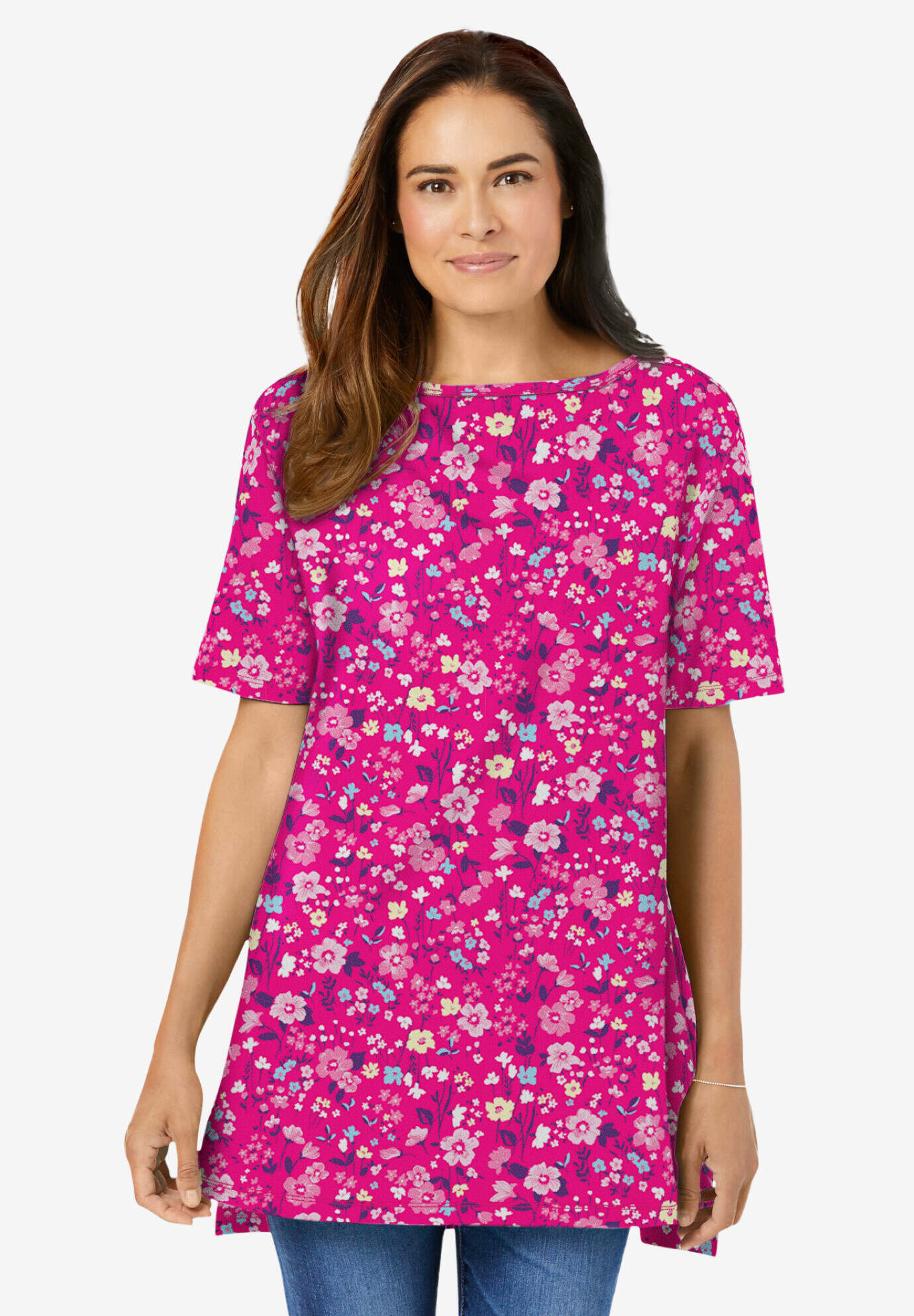 Perfect Printed Short-Sleeve Boatneck Tunic