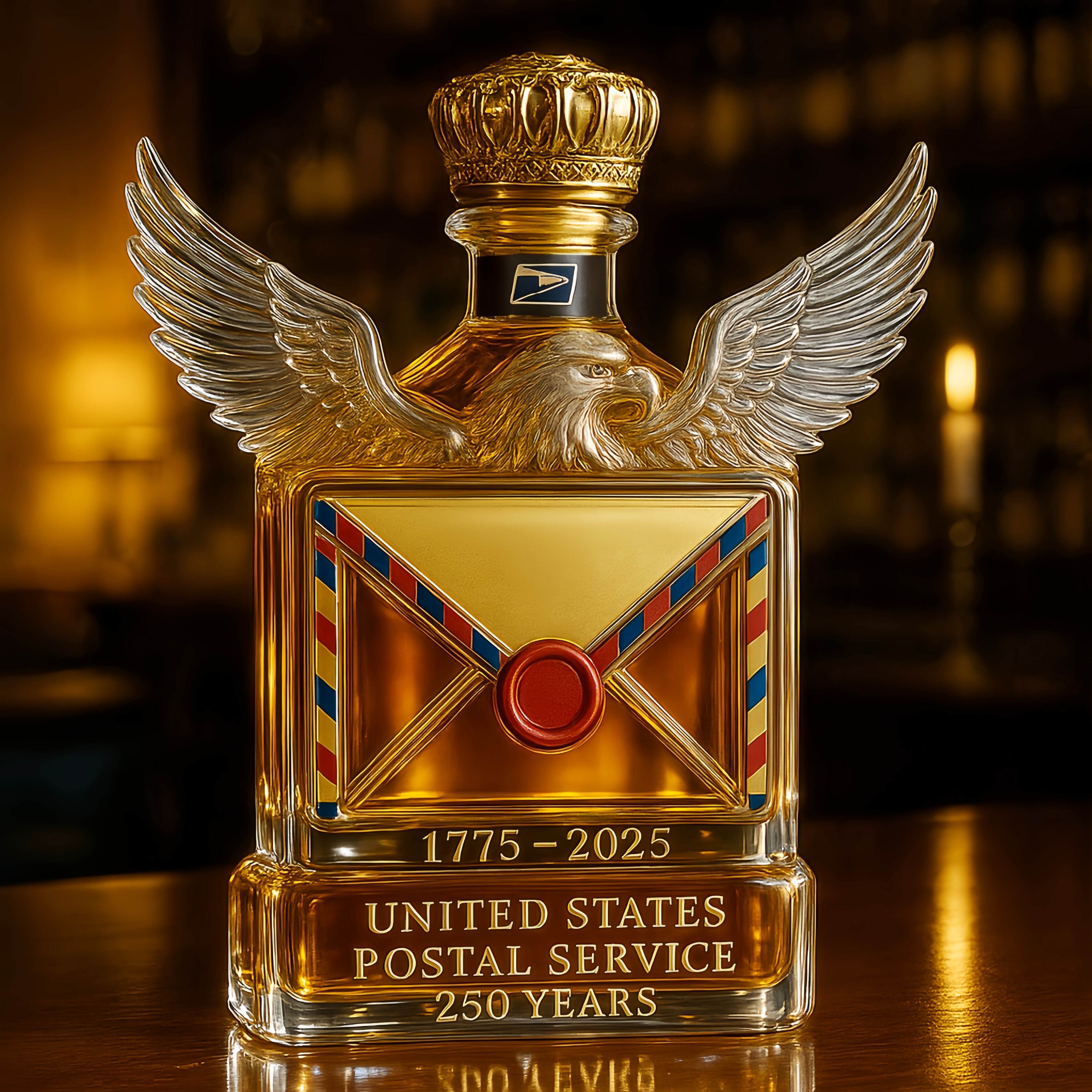 US Postal Service 250th Anniversary Commemorative Whiskey Bottle