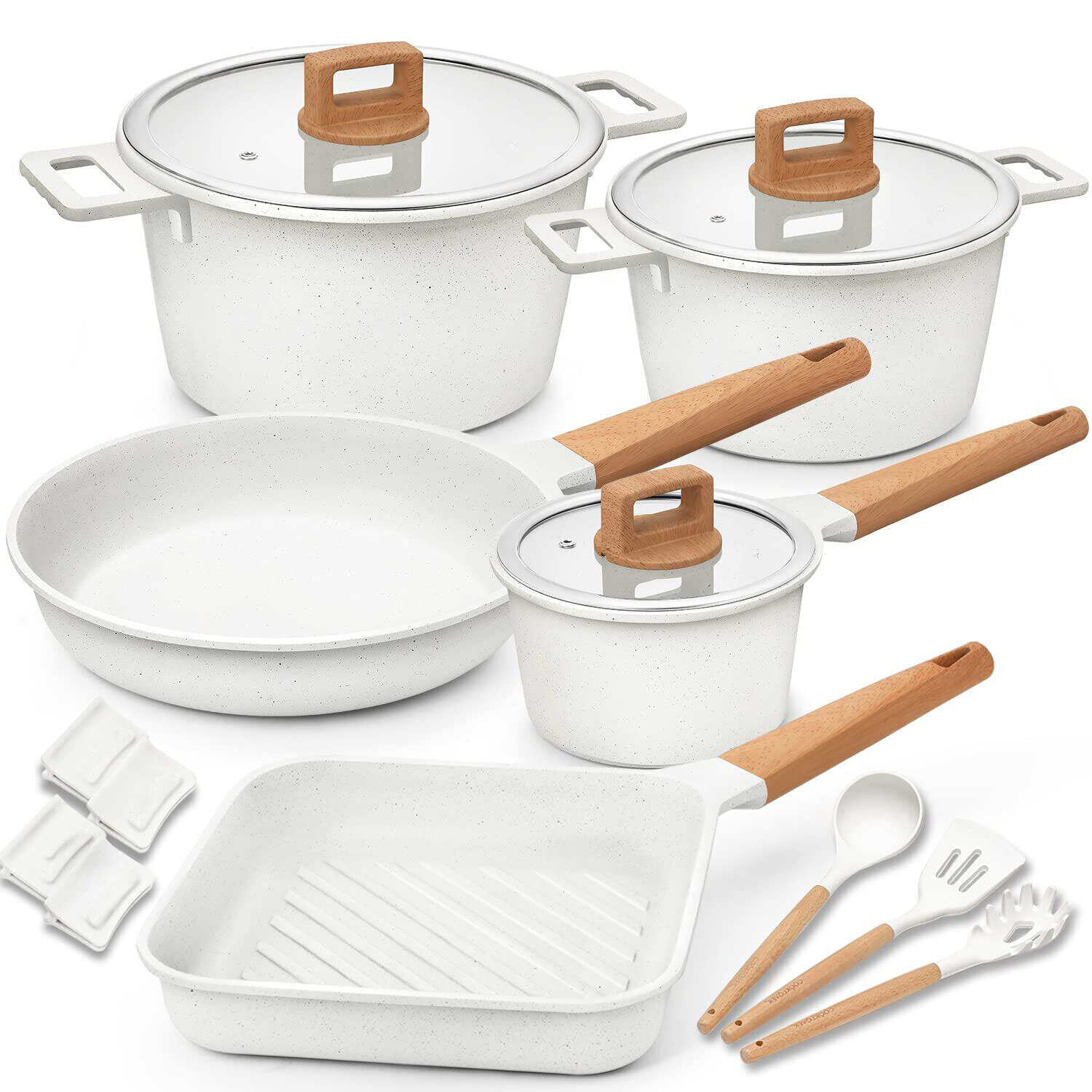 Nonstick Pots and Pans Set with Cooking Utensil 15 Piece