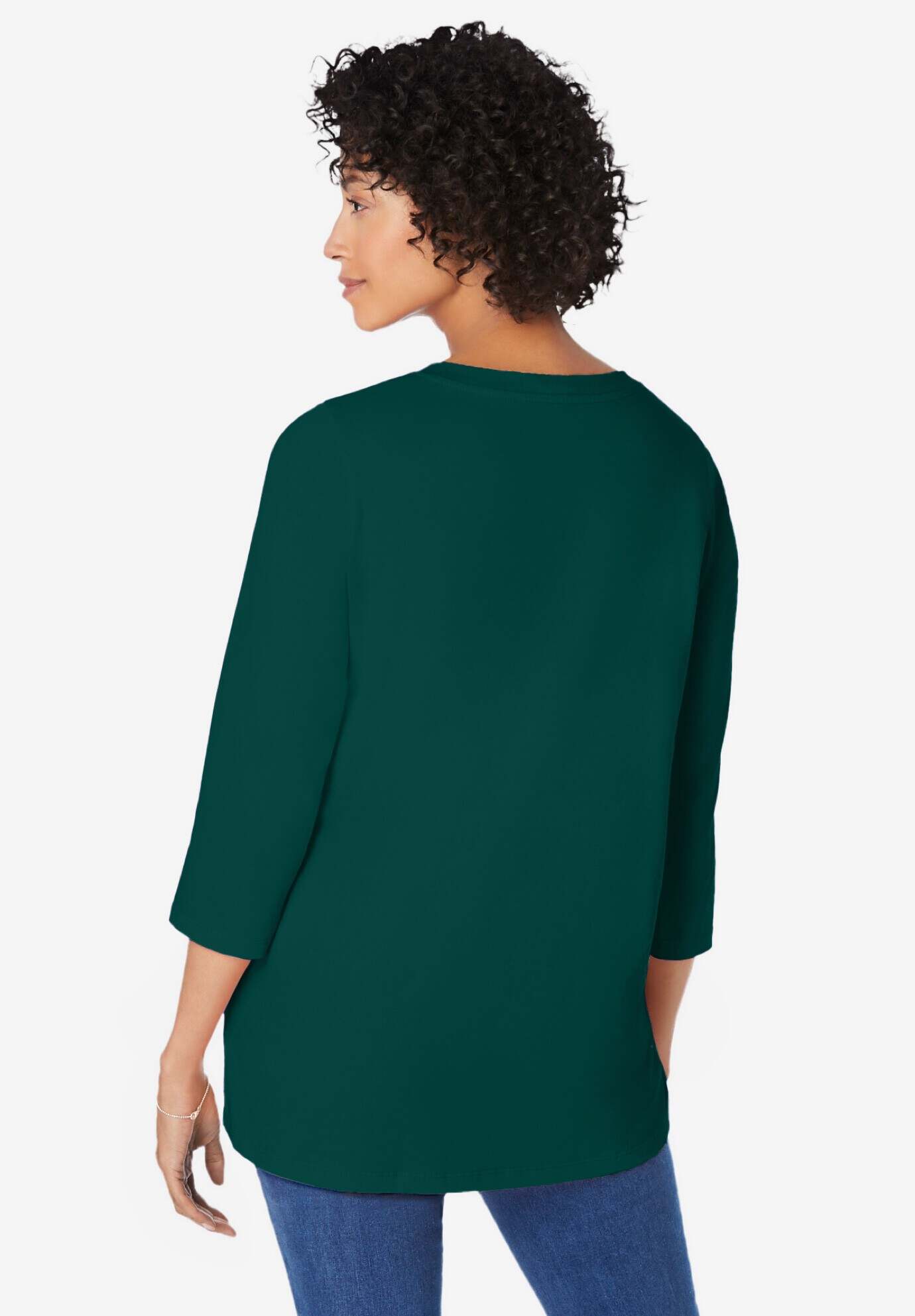 Perfect Three-Quarter Sleeve V-Neck Tunic