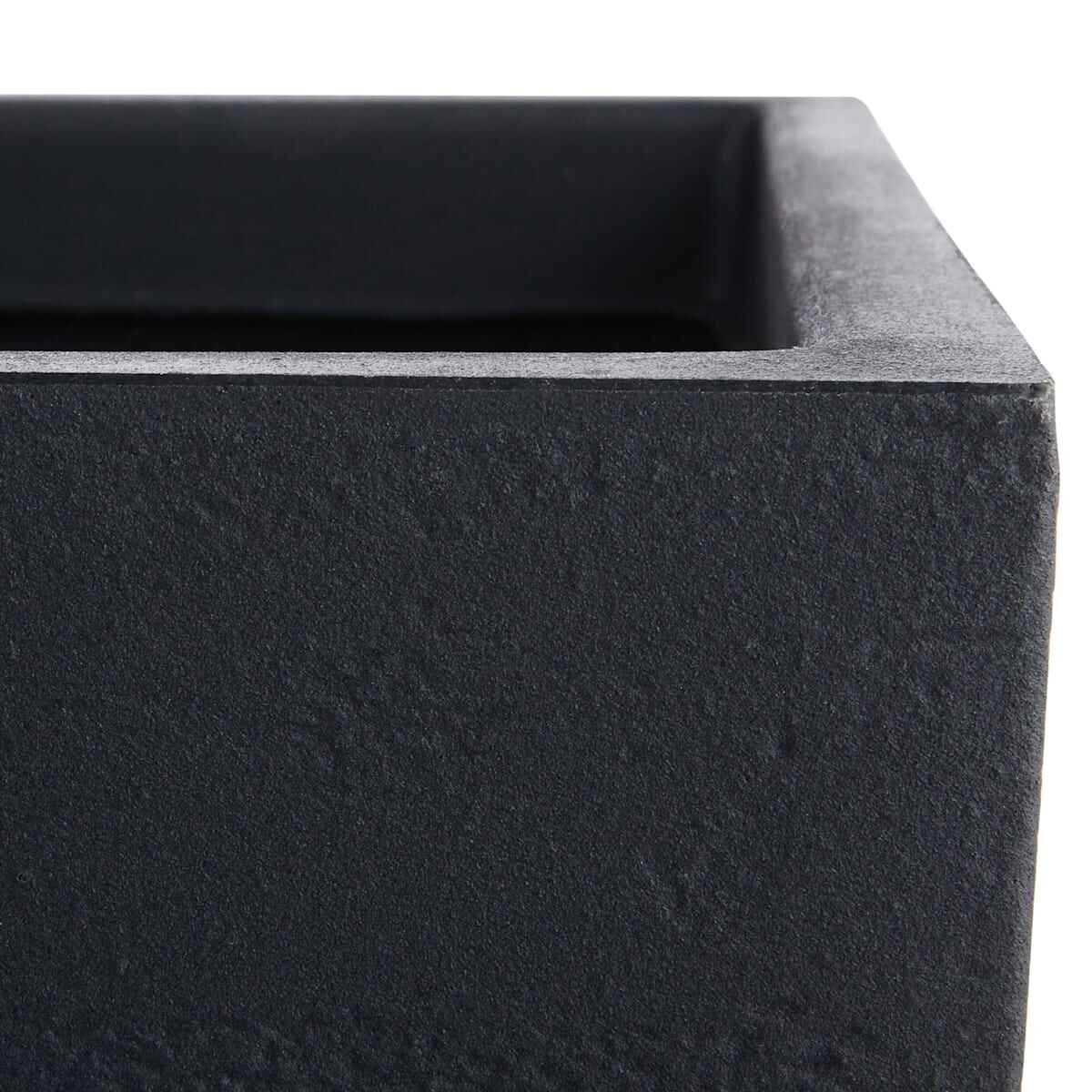 Japi All-Weather Black Lead Modern Square Outdoor Planter, Large