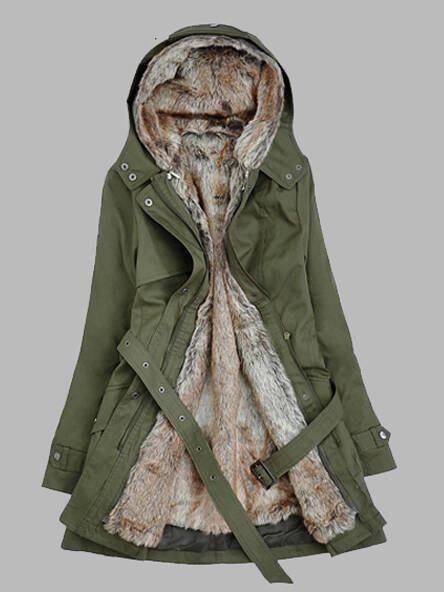 Casual Warm Plush Detachable Hooded Coat