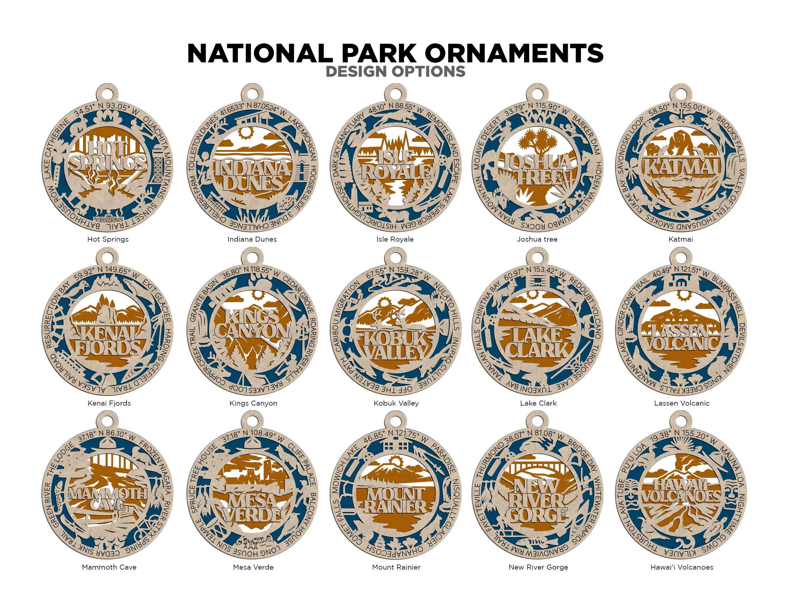 🎄U.S. National Park Icons Christmas Ornament-All 63 National Parks