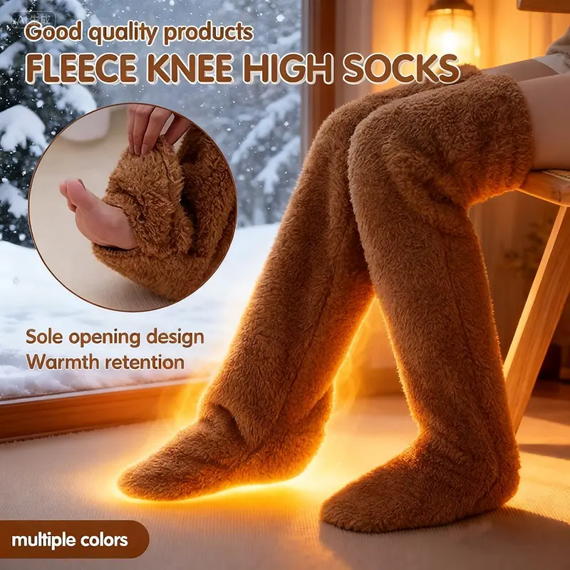 🔥Hot Sale 59% OFF✨Over Knee High Fuzzy Long Socks Winter Warm Cold Leg Knee Joint Cold-proof Stockings Home Floor Sleeping Socks