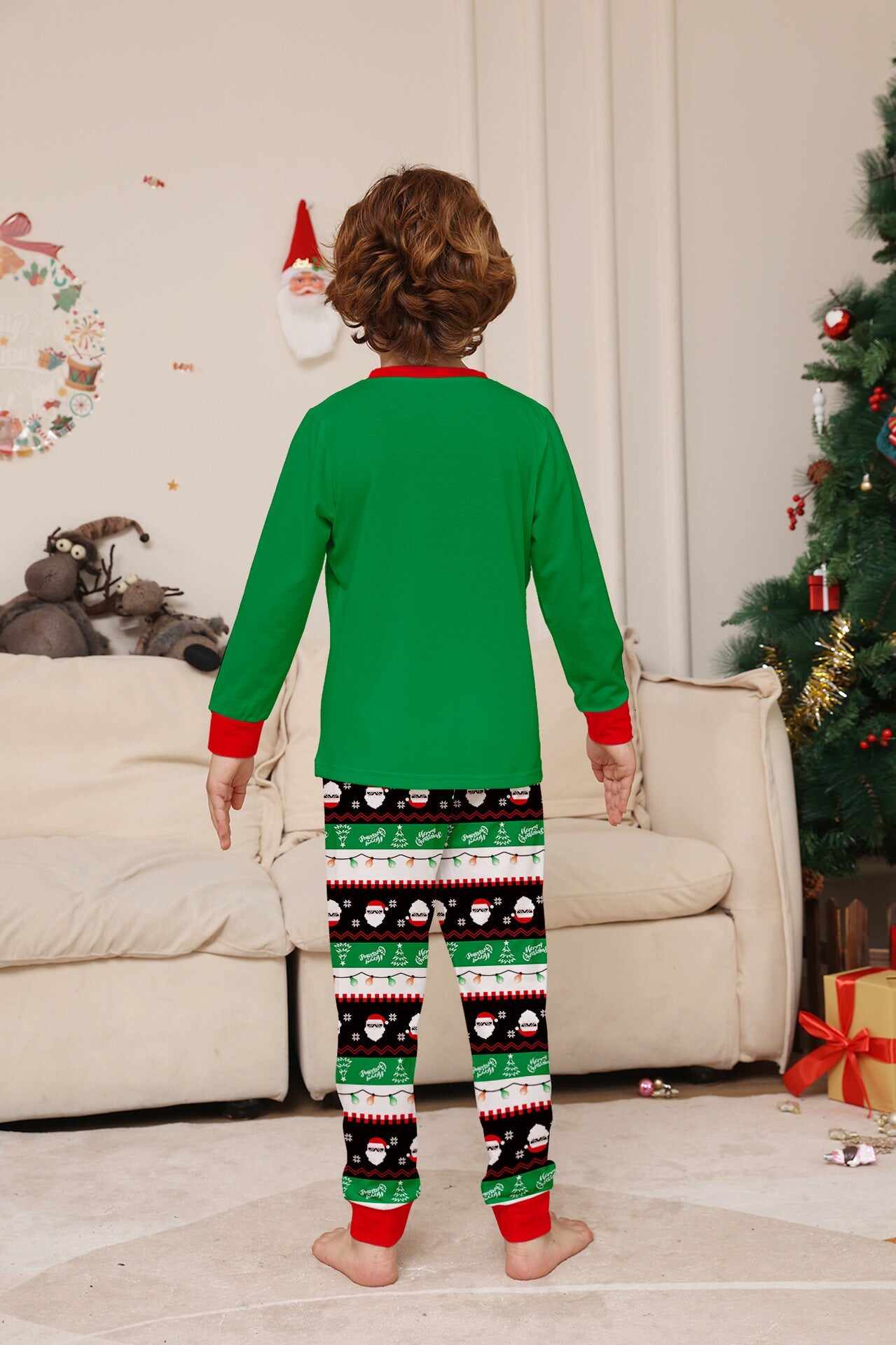 Green Dabbing Santa Family Matching Pajamas Pjs