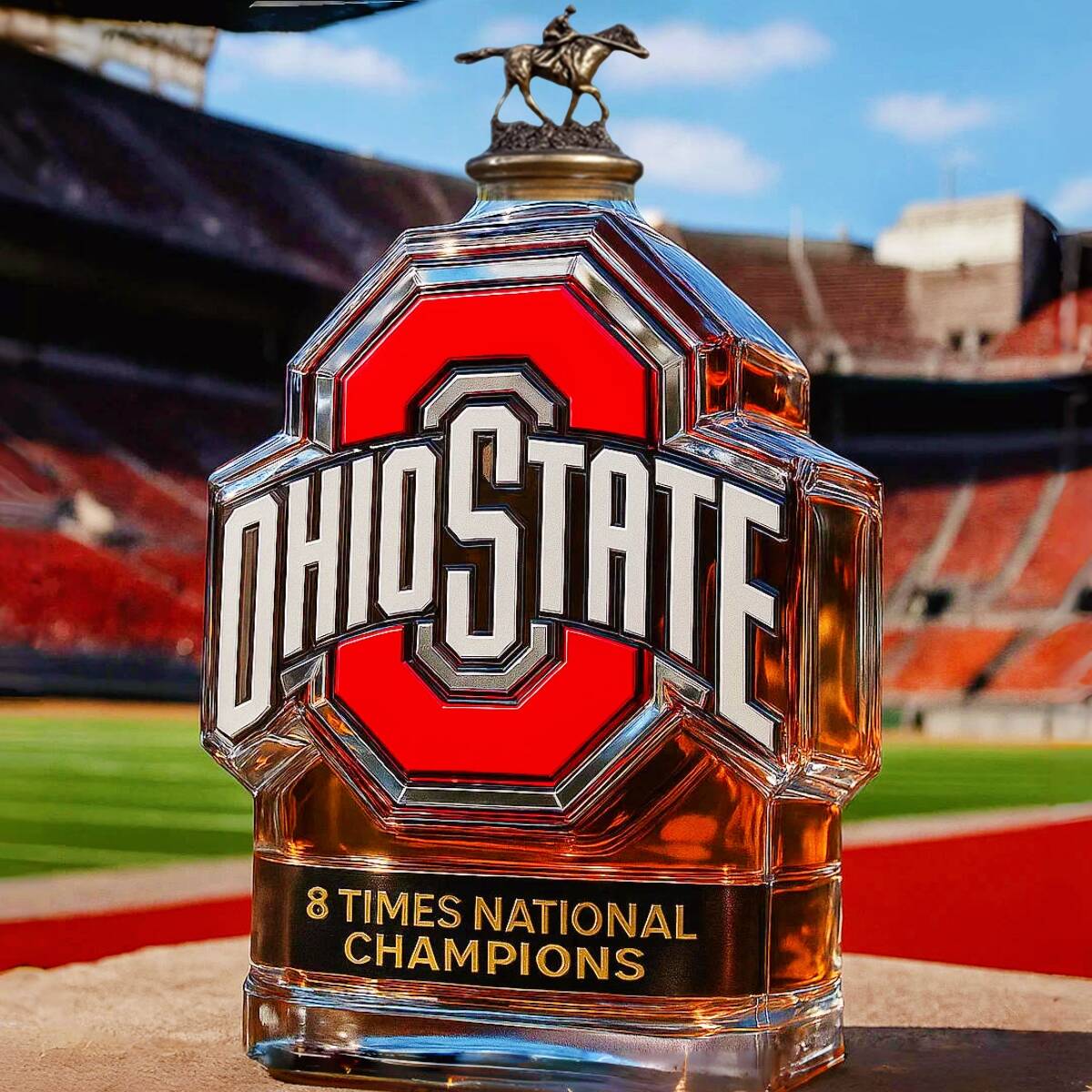 Ohio State Buckeyes 8-Time National Champion Whiskey Bottle