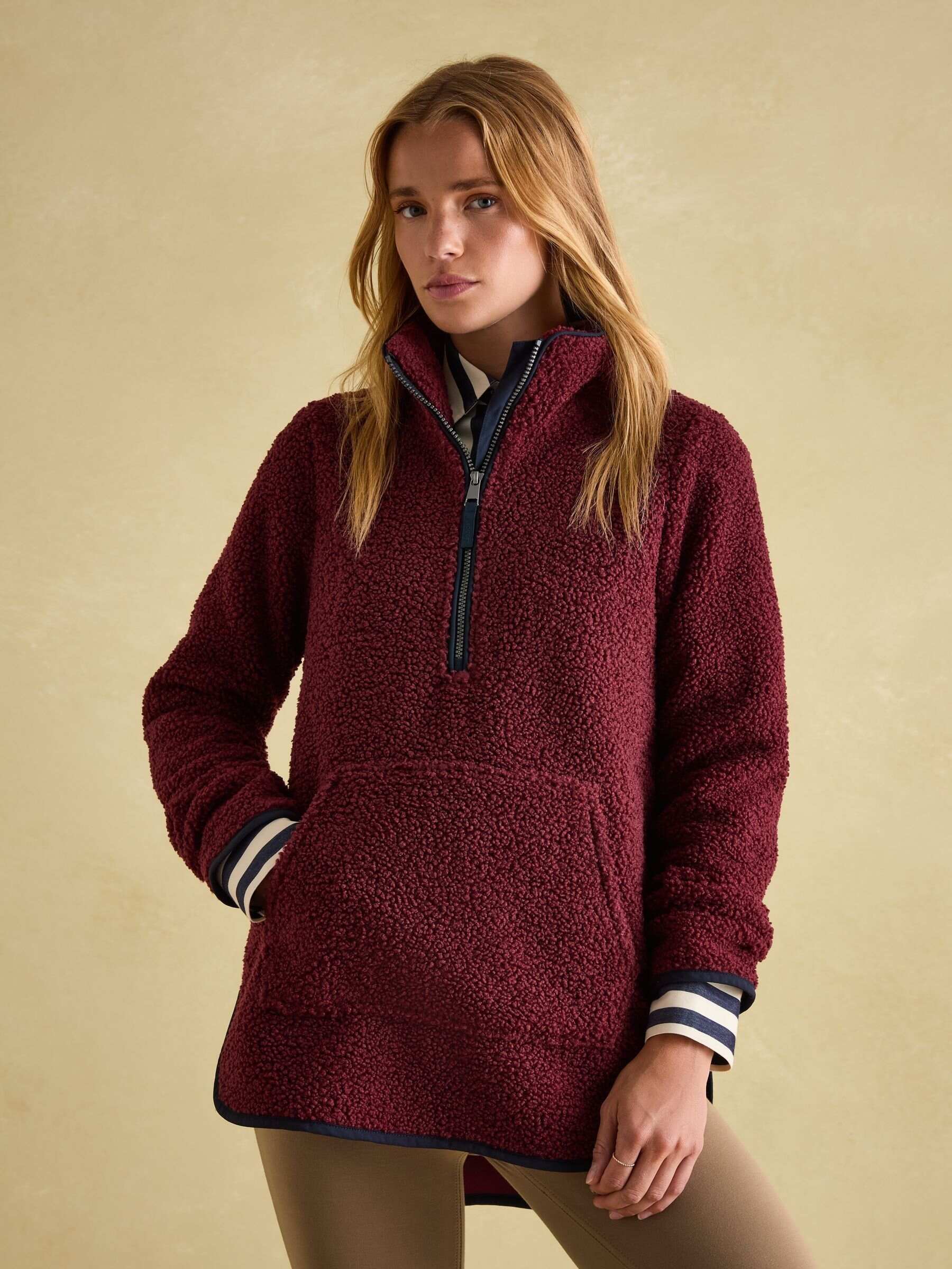 Aldeburgh Burgundy Quarter Zip Fleece