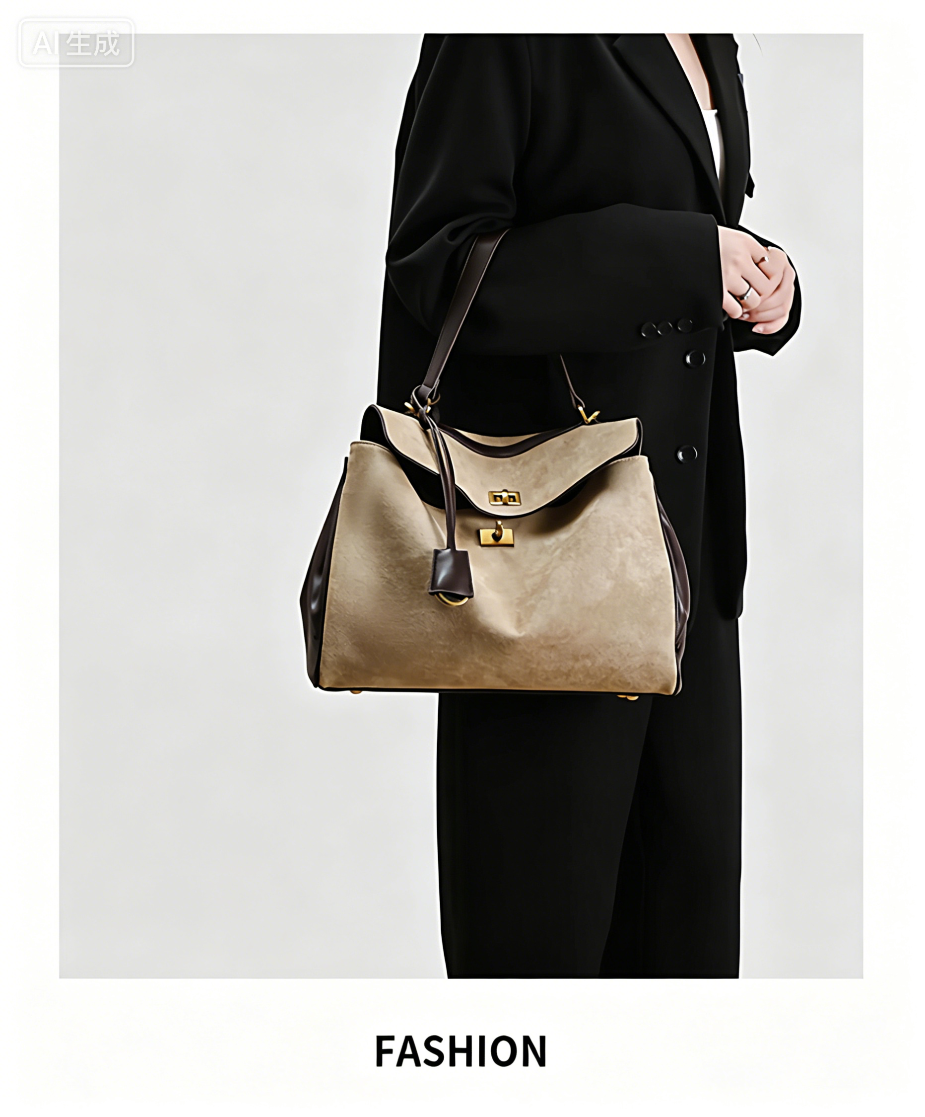 Fashionable women handbag with cowhide leather