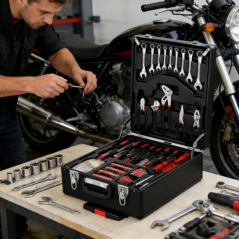 899PCS Tool Set,Large Capacity Metal Hand Toolbox,Rolling Toolbox,Aluminum 4-Drawer Mobile Tool Box,Mechanic & Household Repair Tool Set,Father's Day Gift for Dad