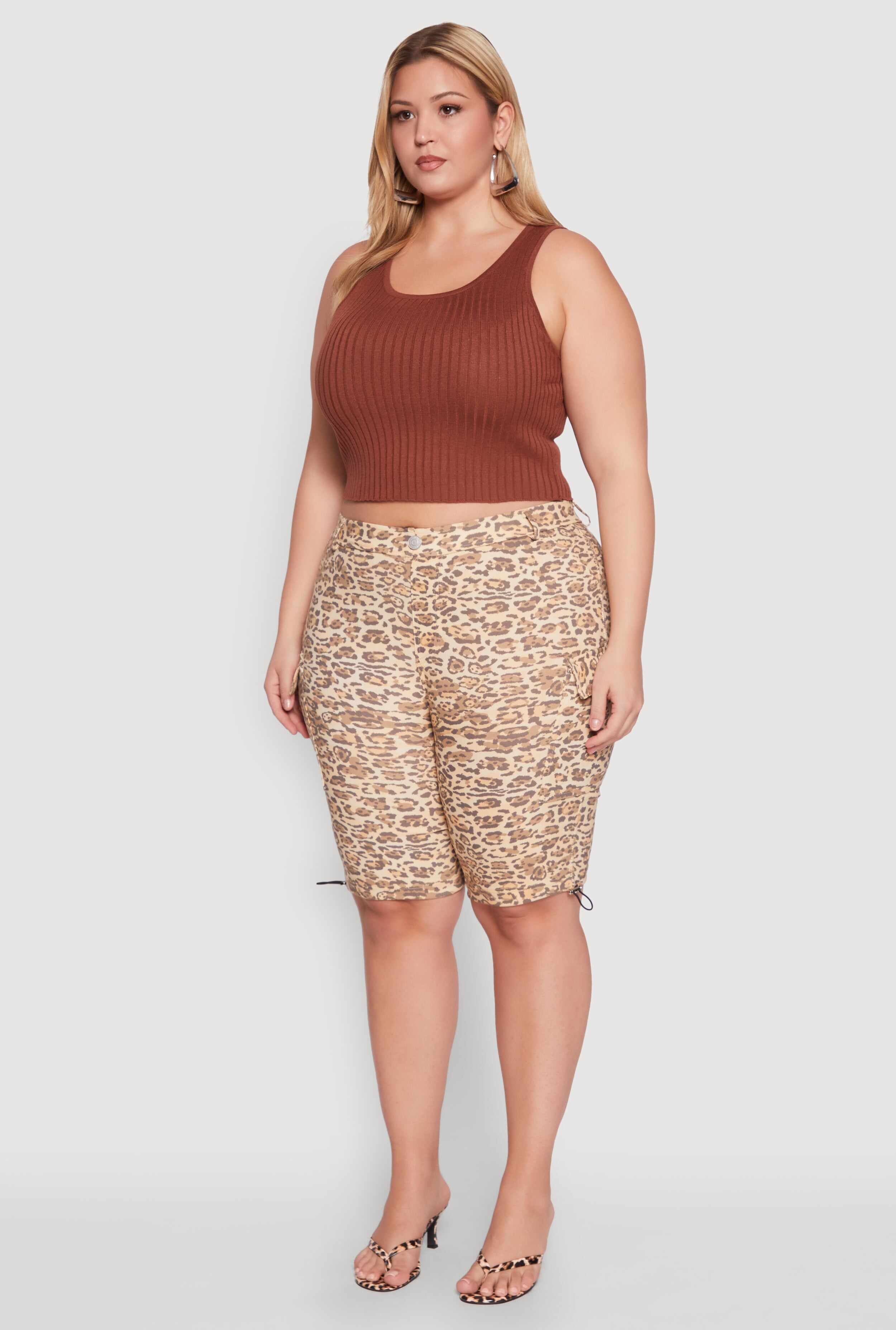 Plus Size Hyper Stretch Cargo Bermuda Shorts