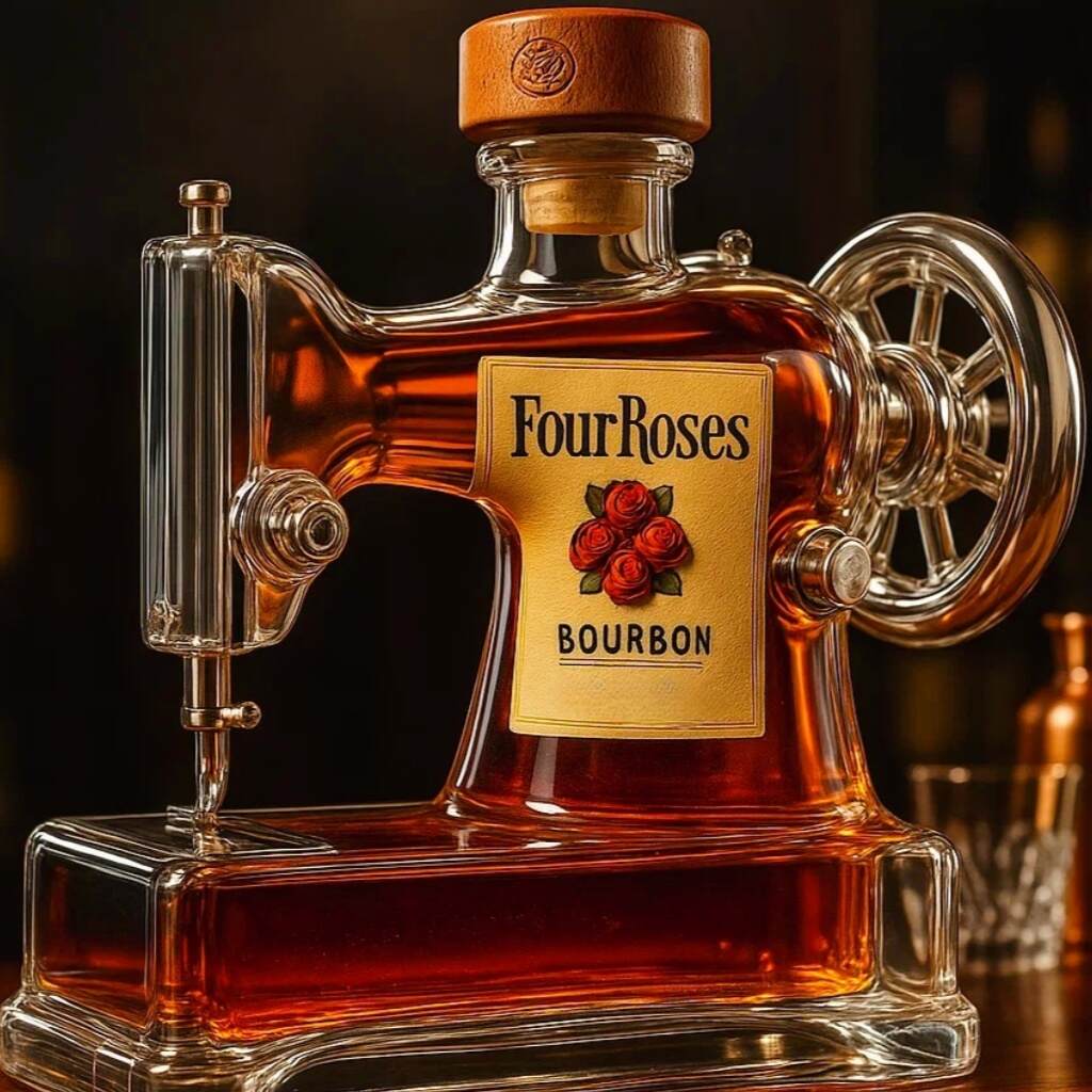 Sewing Machine Whiskey Bottle
