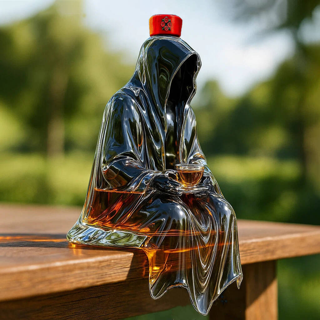 Grim Reaper Sitting Whiskey Bottle