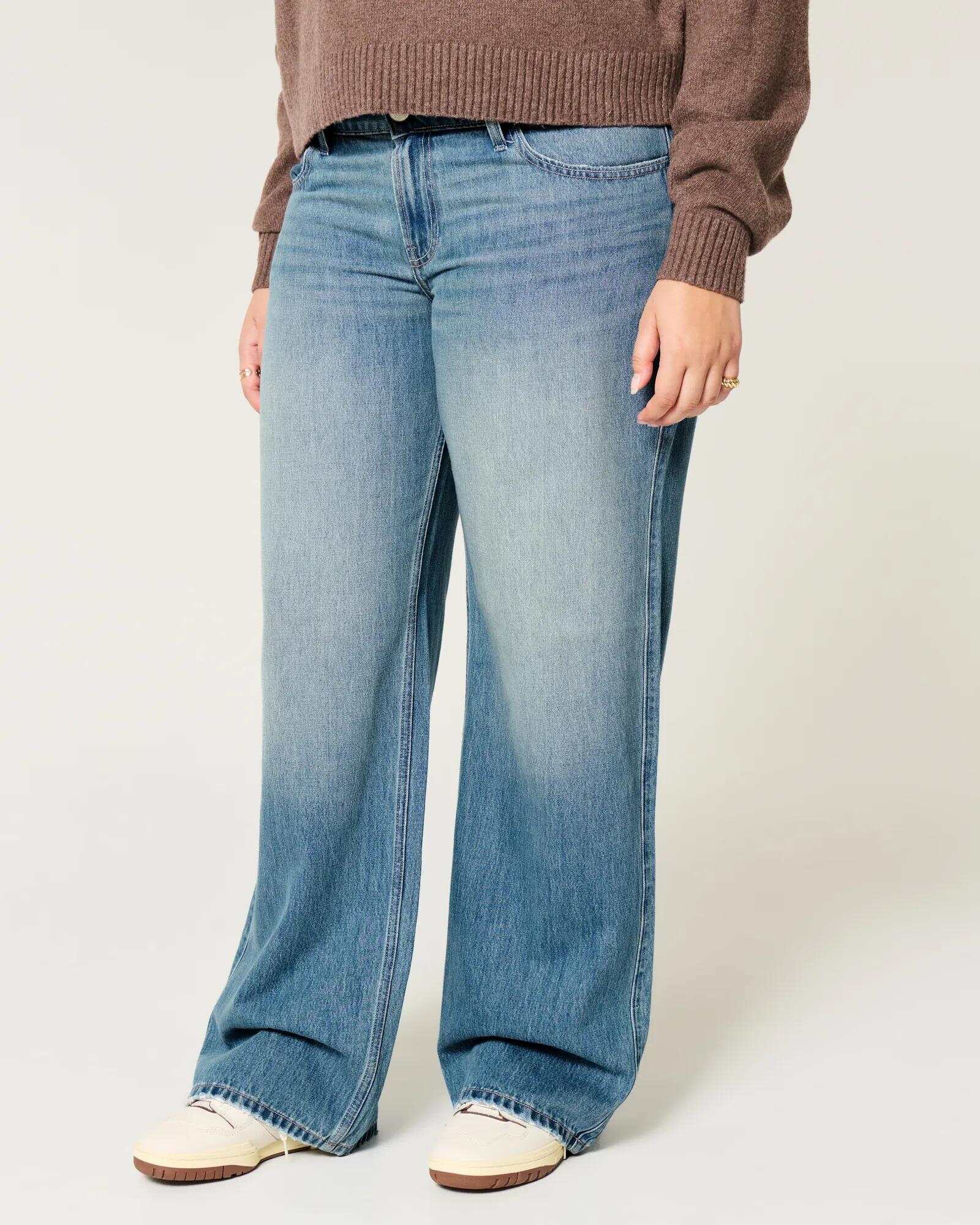 Low-Rise Dark Wash Baggy Jeans