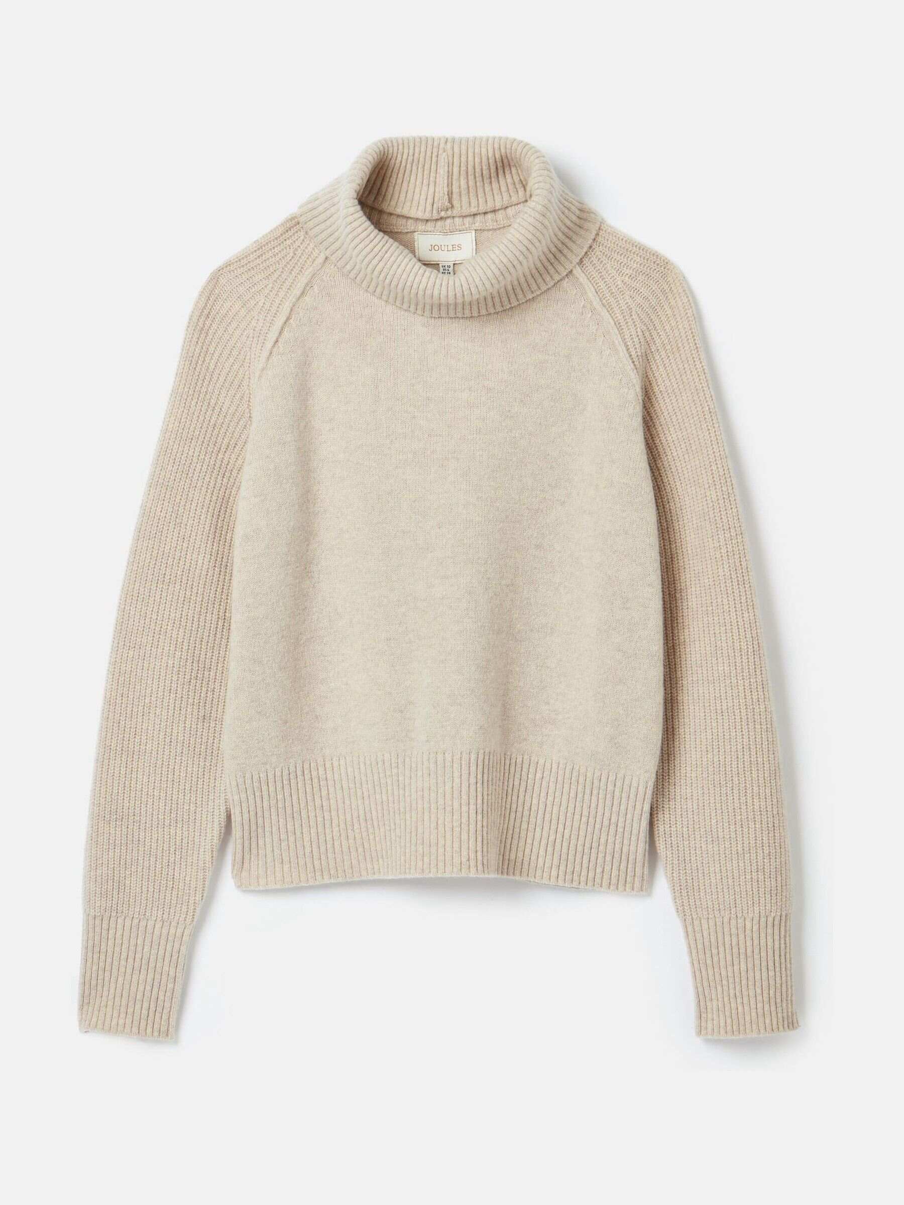 May Oatmeal Merino Wool Jumper with Detachable Roll Neck
