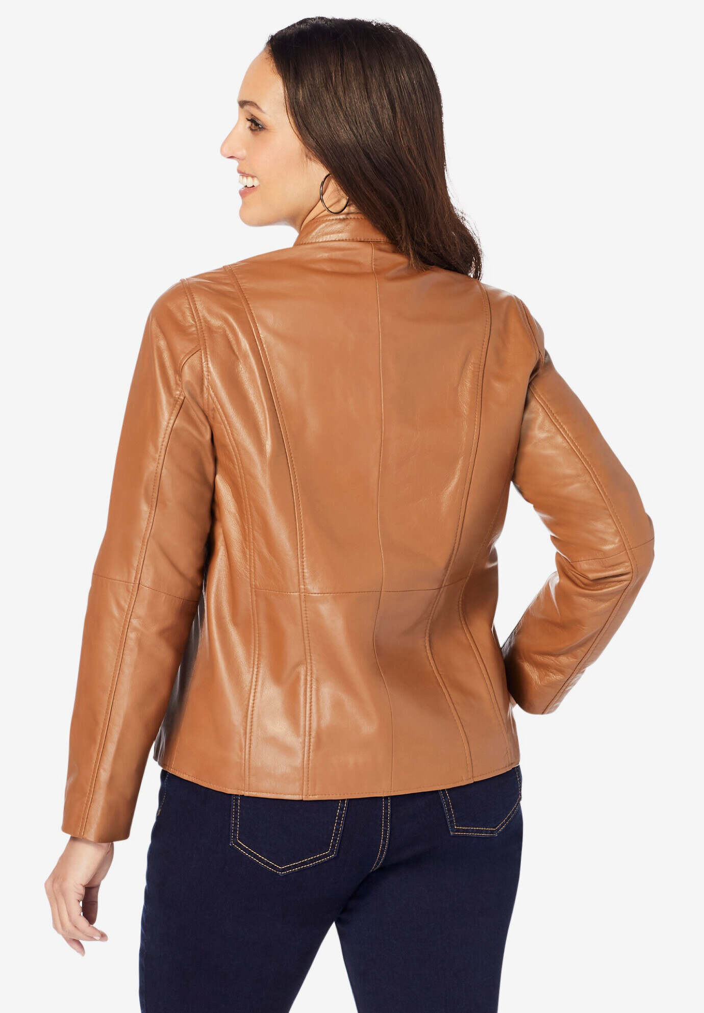 Zip Front Leather Jacket