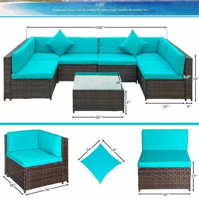 Sondra Wicker/Rattan 6 - Person Seating Group with Cushions
