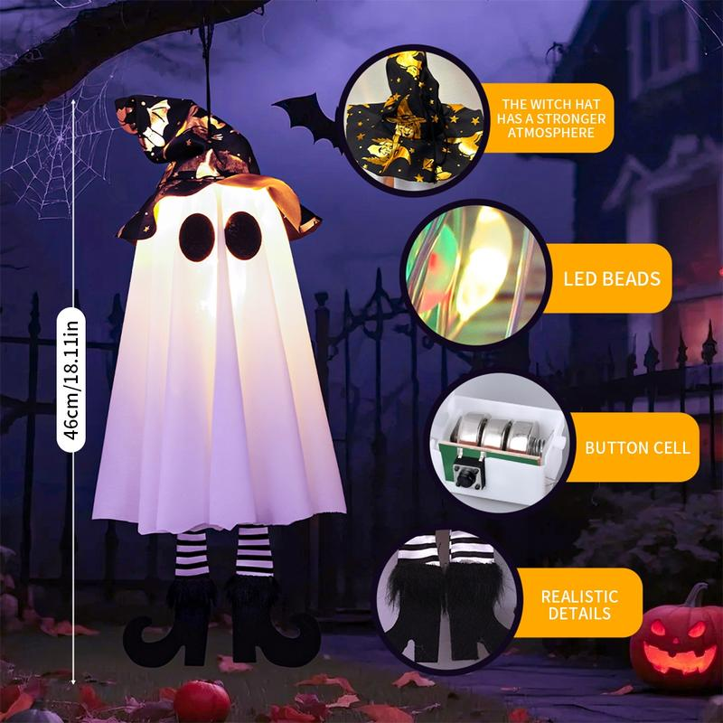 💥ON SALE💥Halloween Hanging Ghost Witch Hat Light – Outdoor Glowing Decor 👻✨