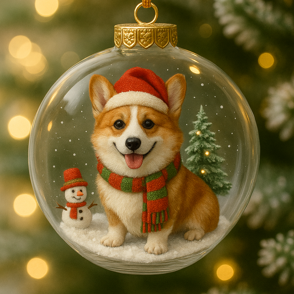 Dog Snow Globe Xmas Tree Ornaments