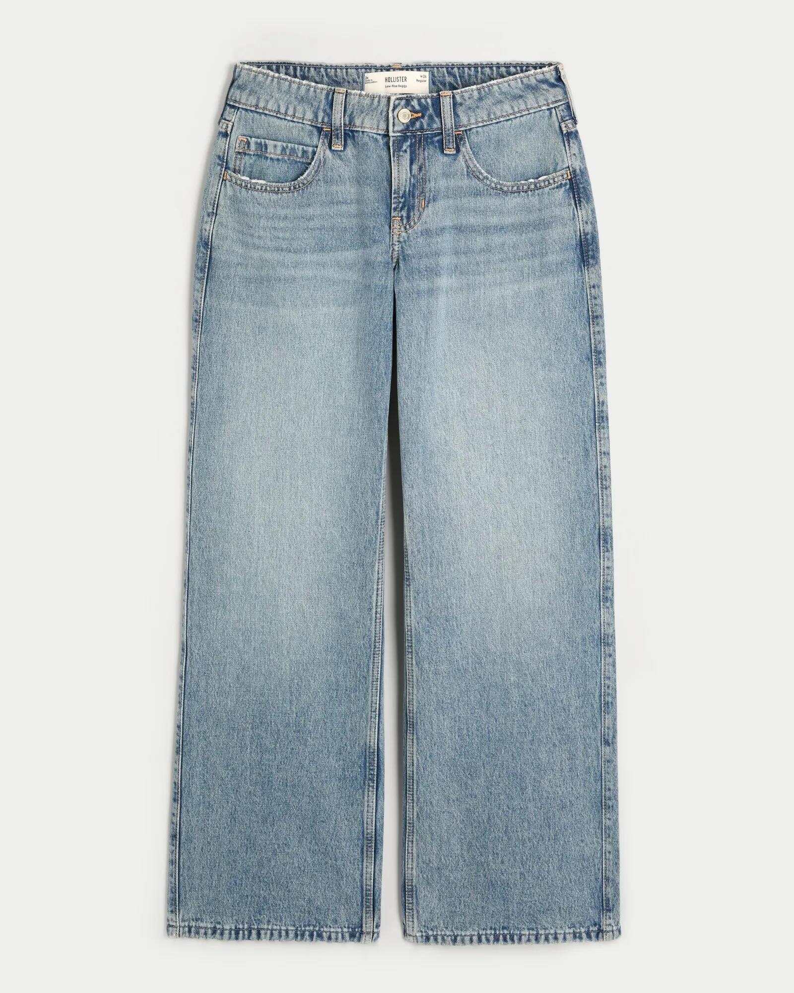 Low-Rise Dark Wash Baggy Jeans