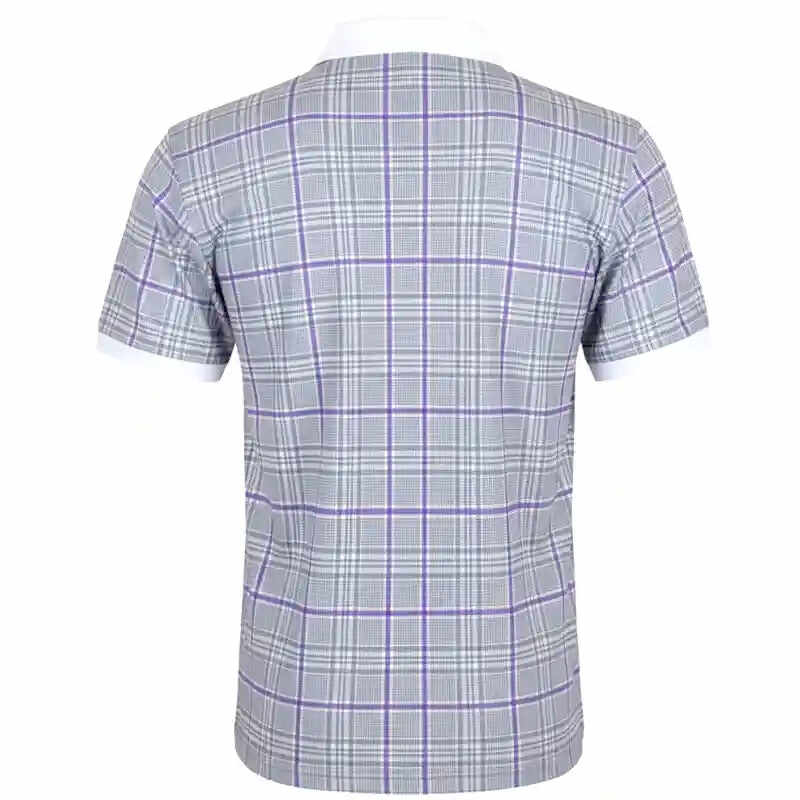 HT Plaid Cool-Stretch Men's Golf Shirt (Purple/Grey)