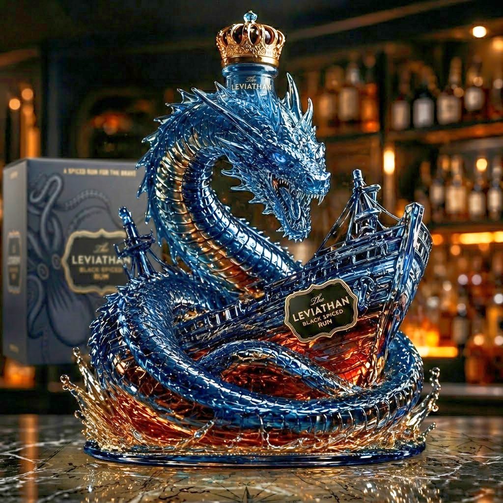 Leviathan Collectible Commemorative Black Rum 3D Sculpted Collector's Edition Bottle