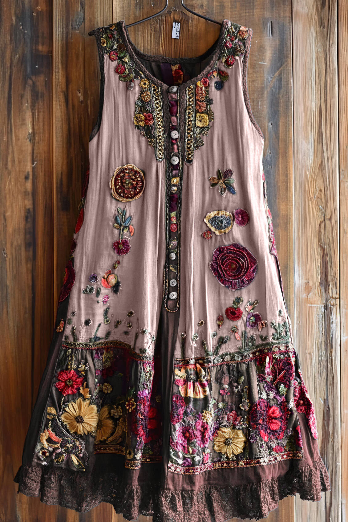 Vintage Floral Lace Patchwork Art Comfy Sleeveless Dress
