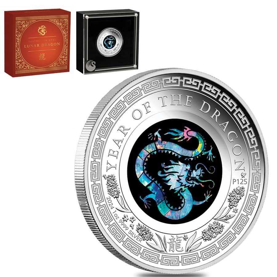 2024 Australia Opal Series Lunar Year of the Dragon 1oz Silver Proof $1 Coin