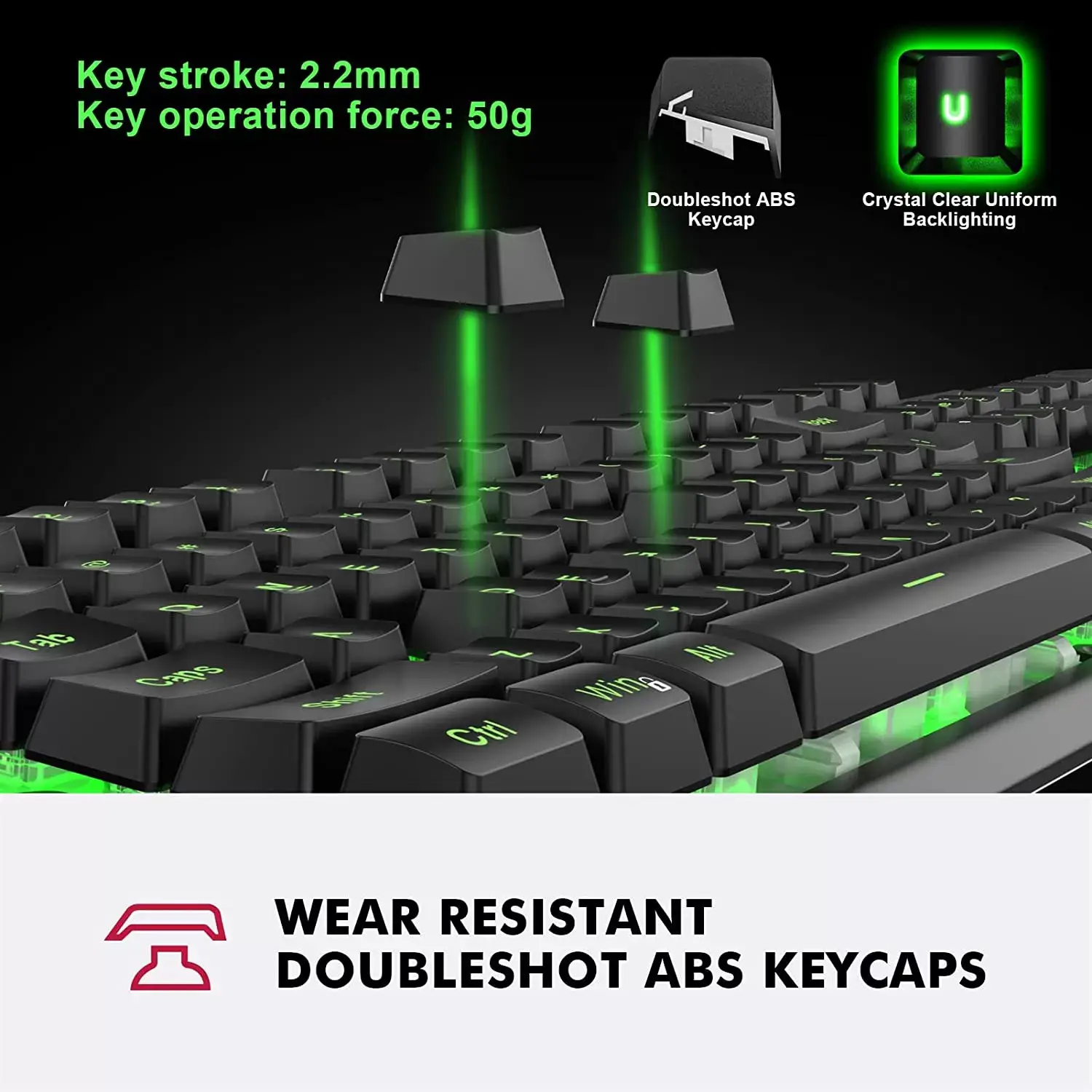 NPET K10 Wired Gaming Keyboard, LED Backlit, Spill-Resistant Design, Multimedia Keys, Quiet Silent USB Membrane Keyboard for Desktop, Computer, PC (Black)