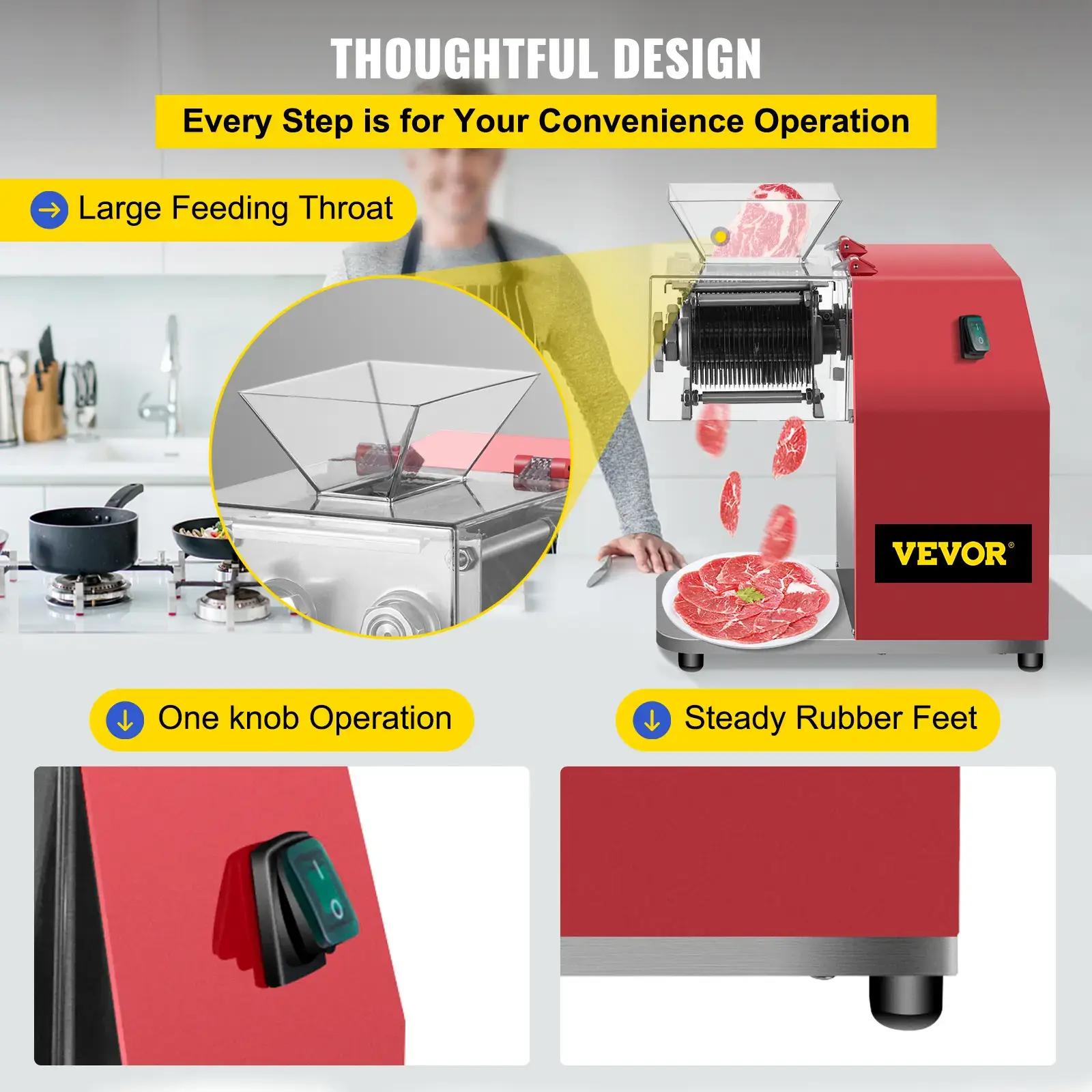 Commercial Meat Cutting Machine, Various specifications, Meat Shredding Machine, Stainless Steel Restaurant Food Cutter, for Kitchen Supermarket Lamb Beef Chicken