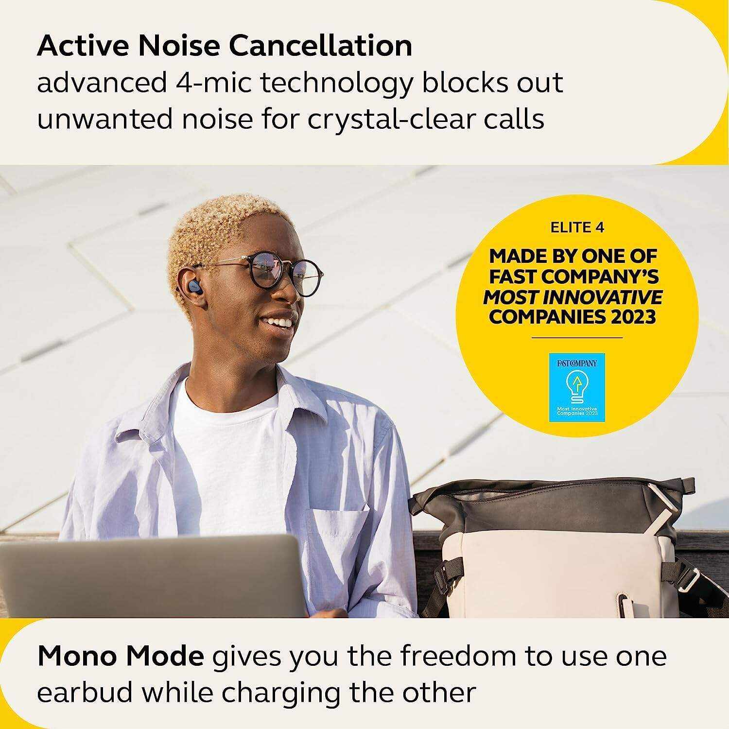Jabra Elite 10 True Wireless Earbuds – Advanced Active Noise Cancelling Earbuds with Next-Level Dolby Atmos Surround Sound –All-Day Comfort, Multipoint Bluetooth, Wireless Charging – Cream
