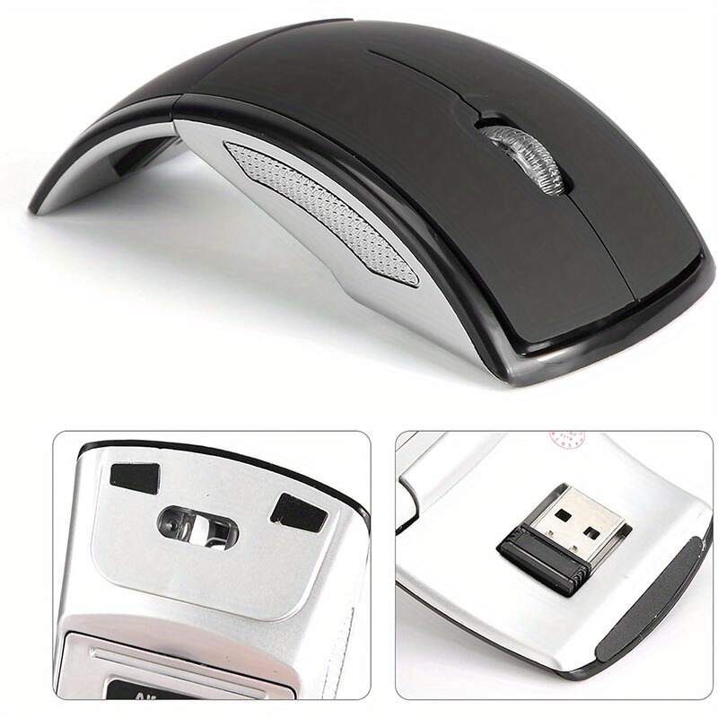 Wireless Foldable Mouse - 2.4GHz Receiver/Optical Tracking/Ergonomic Design/Portable for Laptops, Desktop Computers